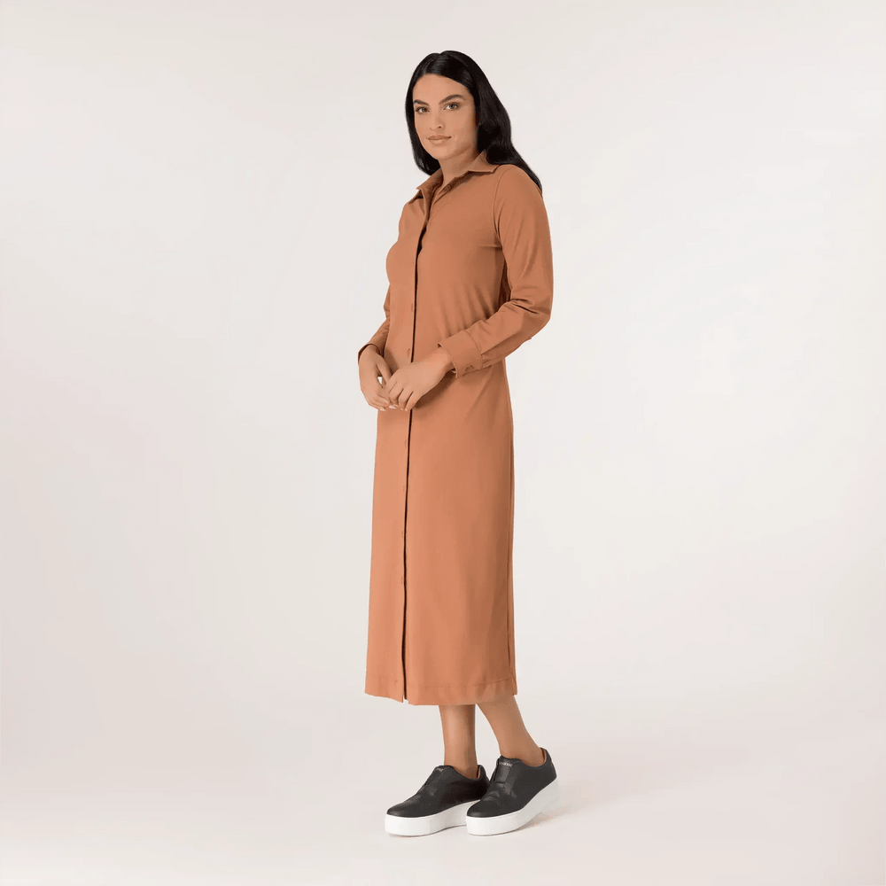 Abaya Button Front Dress - SEASONAL HAZELNUT