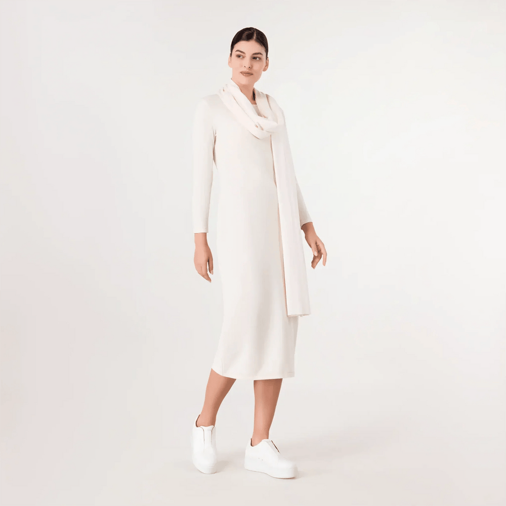 Jersey Dress And Scarf Ensemble - SEASONAL BEIGE