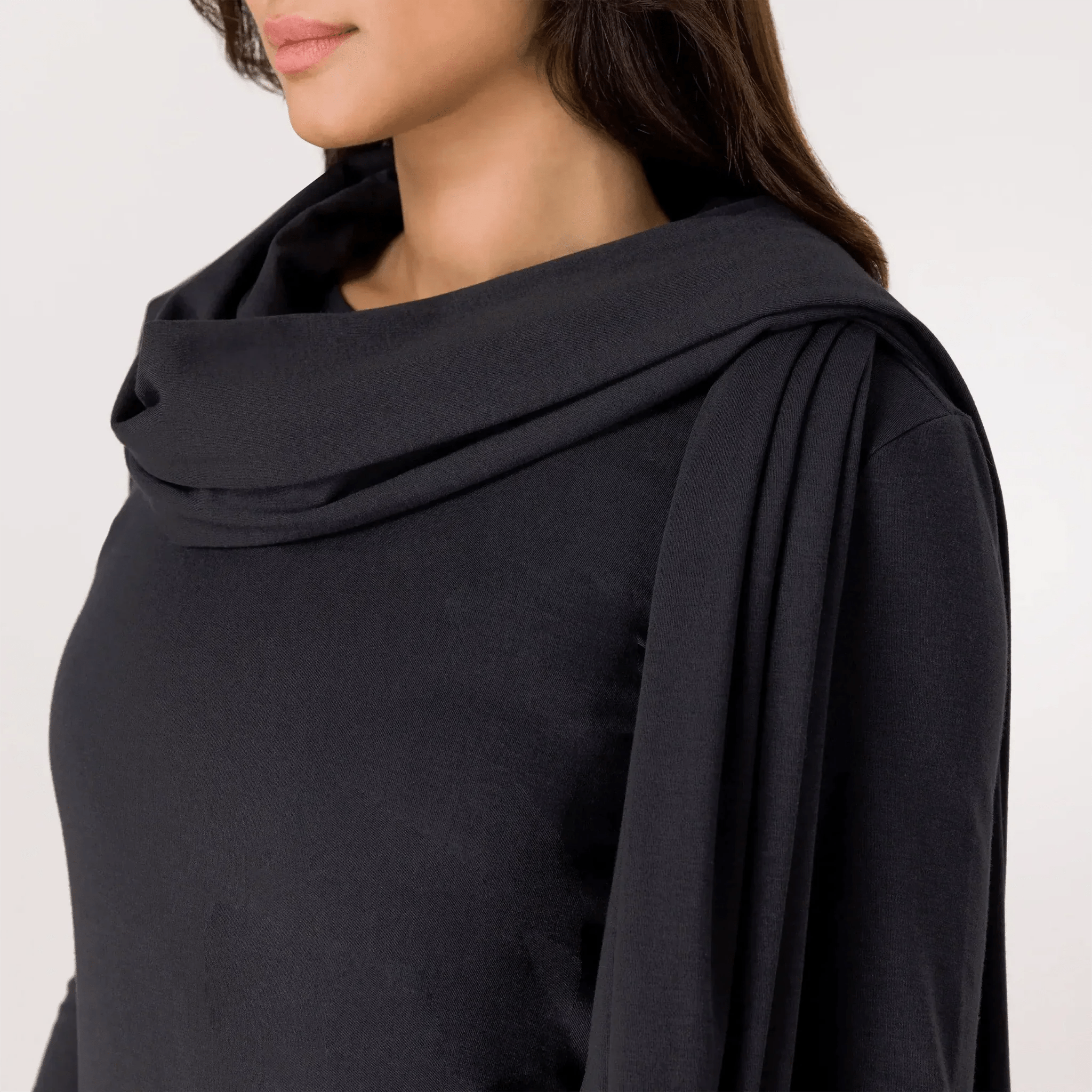 Jersey Dress And Scarf Ensemble - SEASONAL BLACK