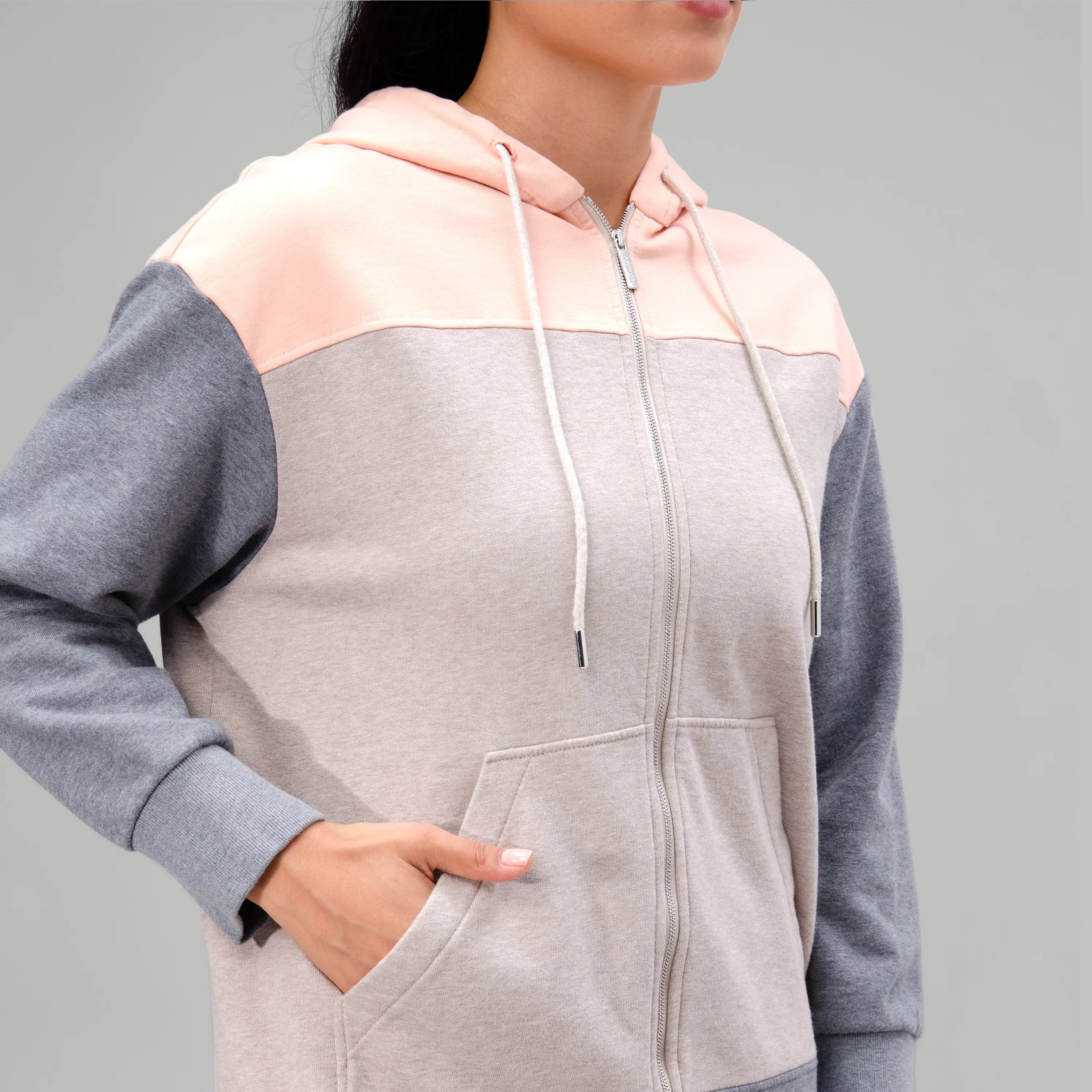 Zip Front Hoodie - SEASONAL OATMEAL MELANGE