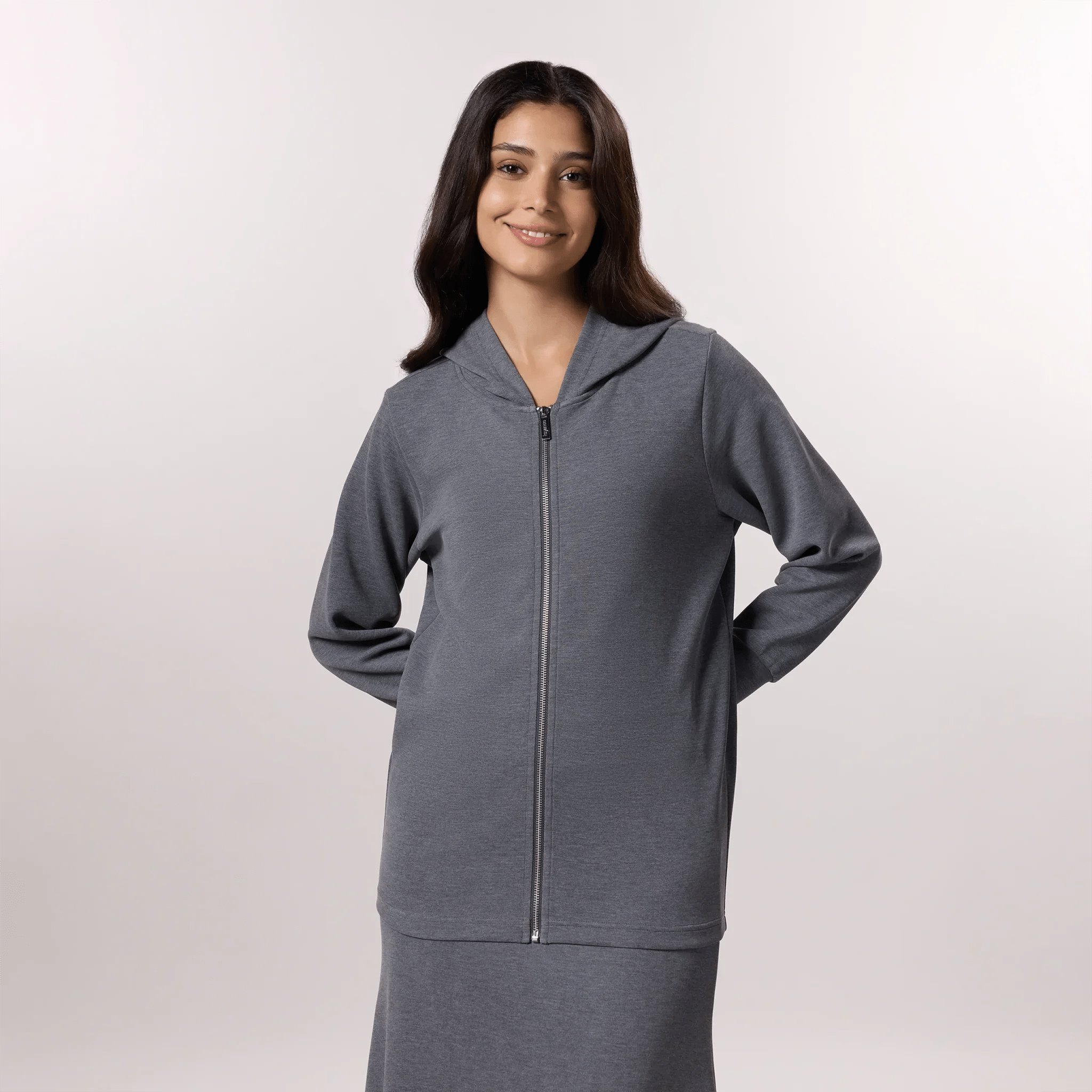 Soft Zipped Sweatshirt - SEASONAL CHARCOAL MELANGE