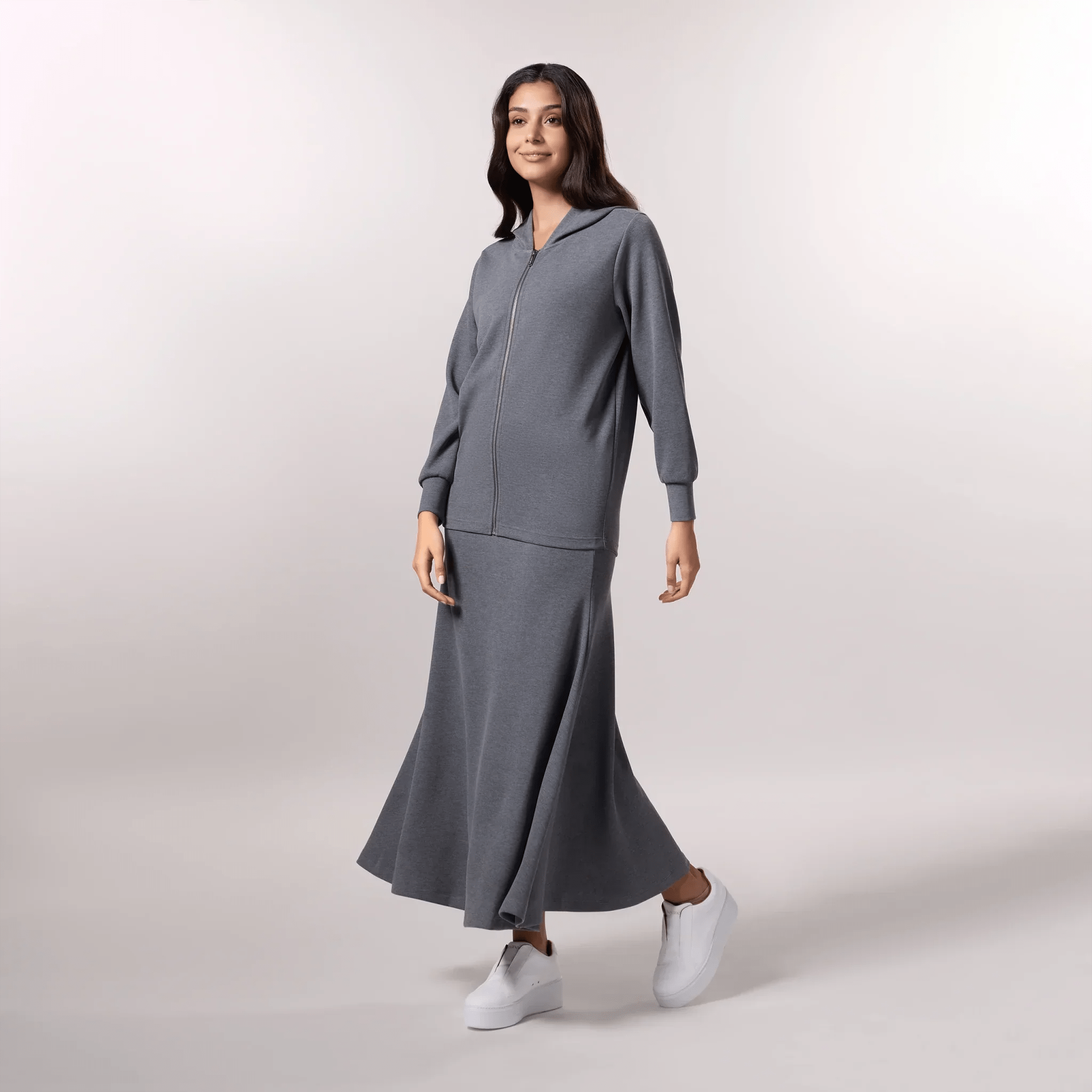 Soft Zipped Sweatshirt - SEASONAL CHARCOAL MELANGE