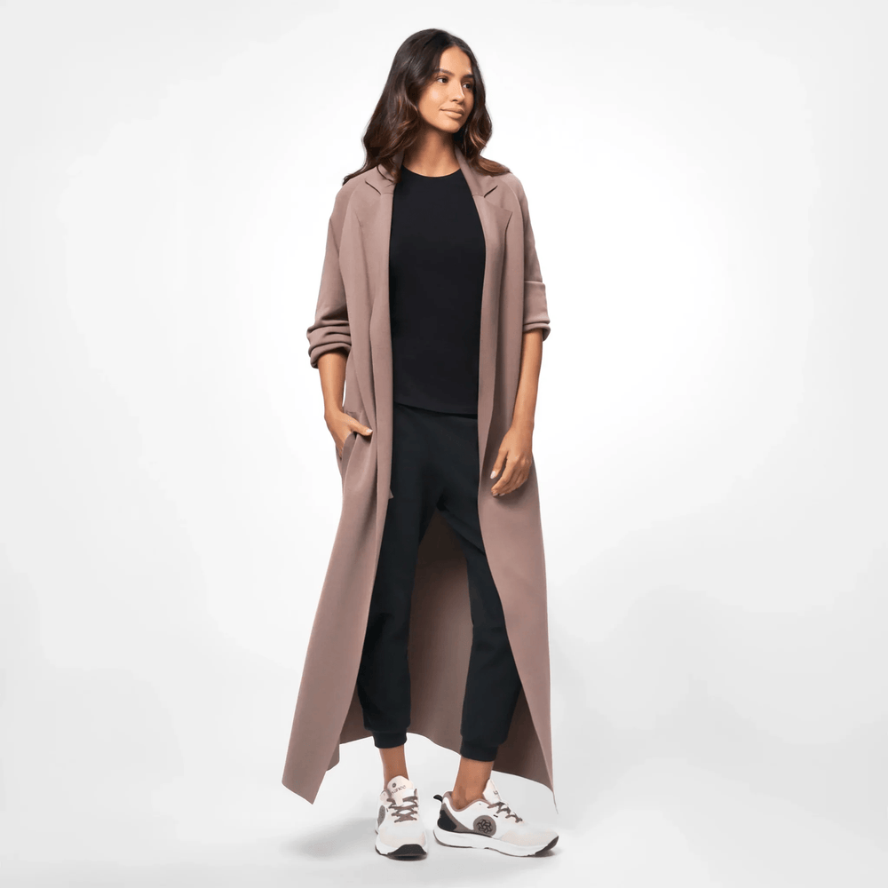Floor-Length Knitted Coat - SEASONAL BROWN
