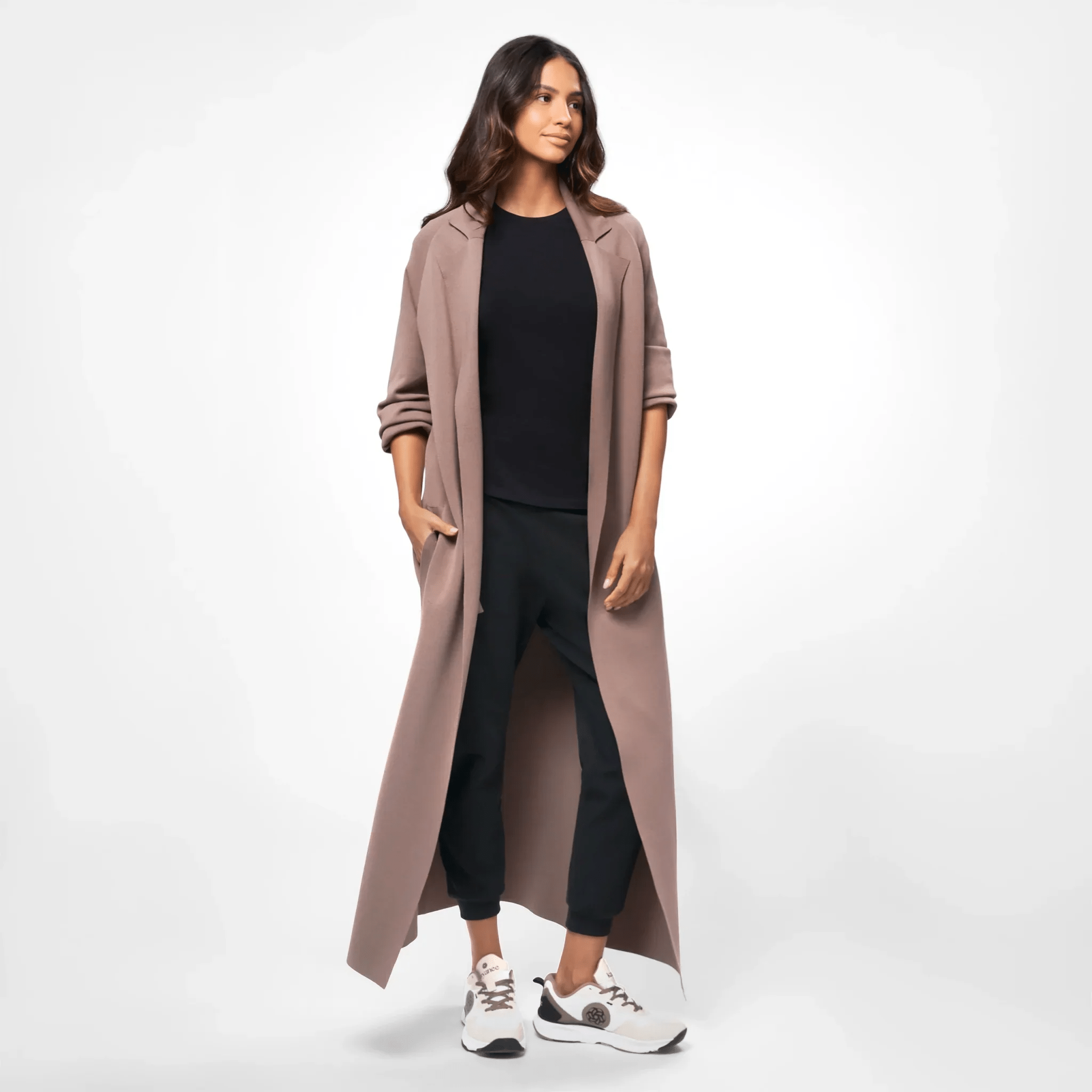 Floor-Length Knitted Coat - SEASONAL BROWN