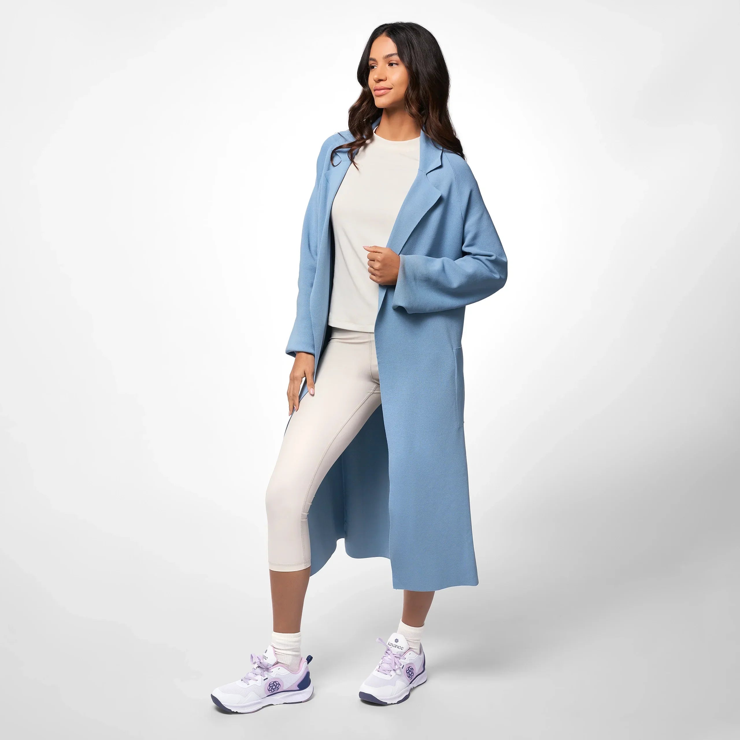 Full-Length Knitted Coat - SEASONAL LIGHT BLUE