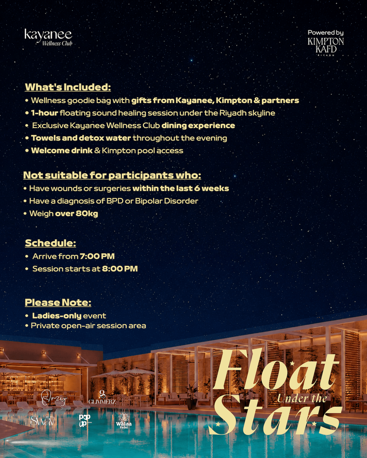 Kayanee Wellness Club - Float Under The Stars