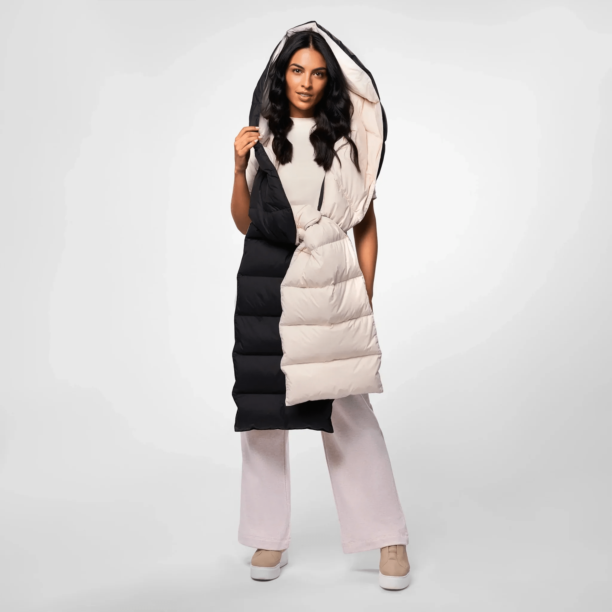Hooded Down Stole - SEASONAL BLACK
