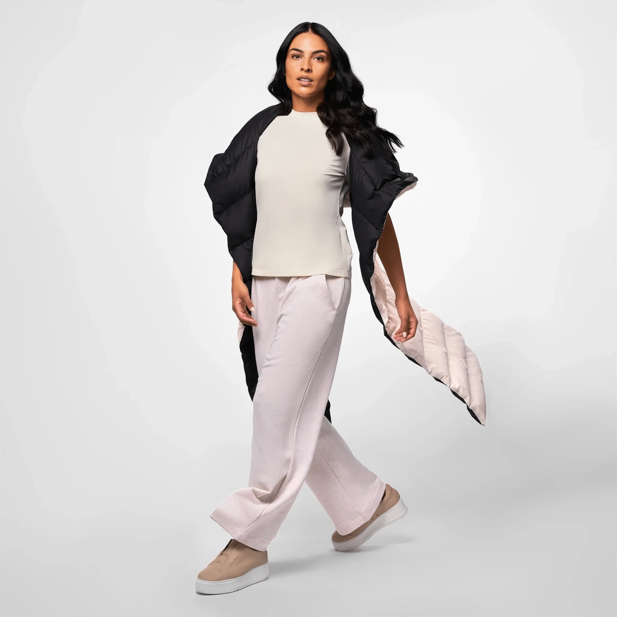 Hooded Down Stole - SEASONAL BLACK