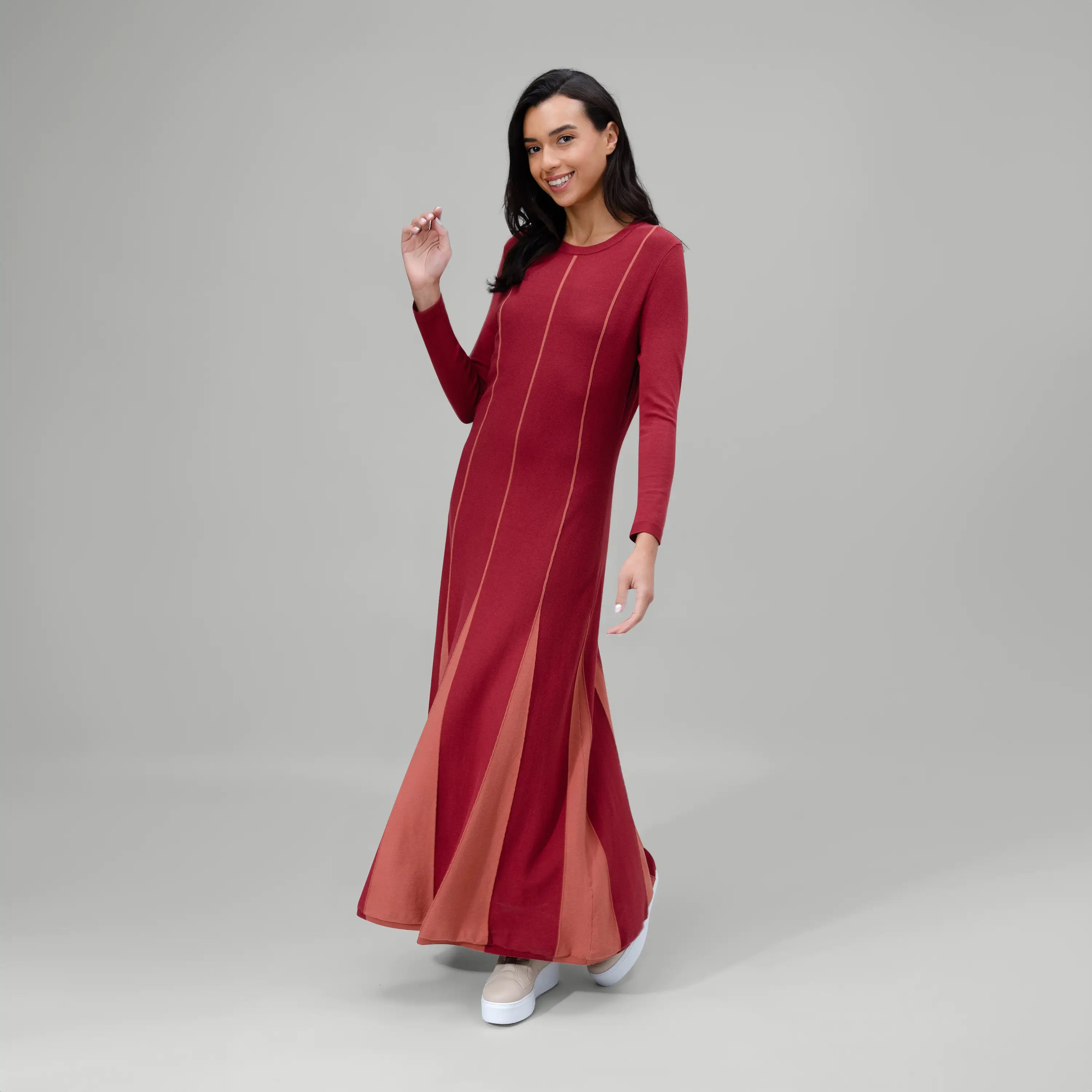 Flared Panel Dress - SEASONAL GRAPE RED