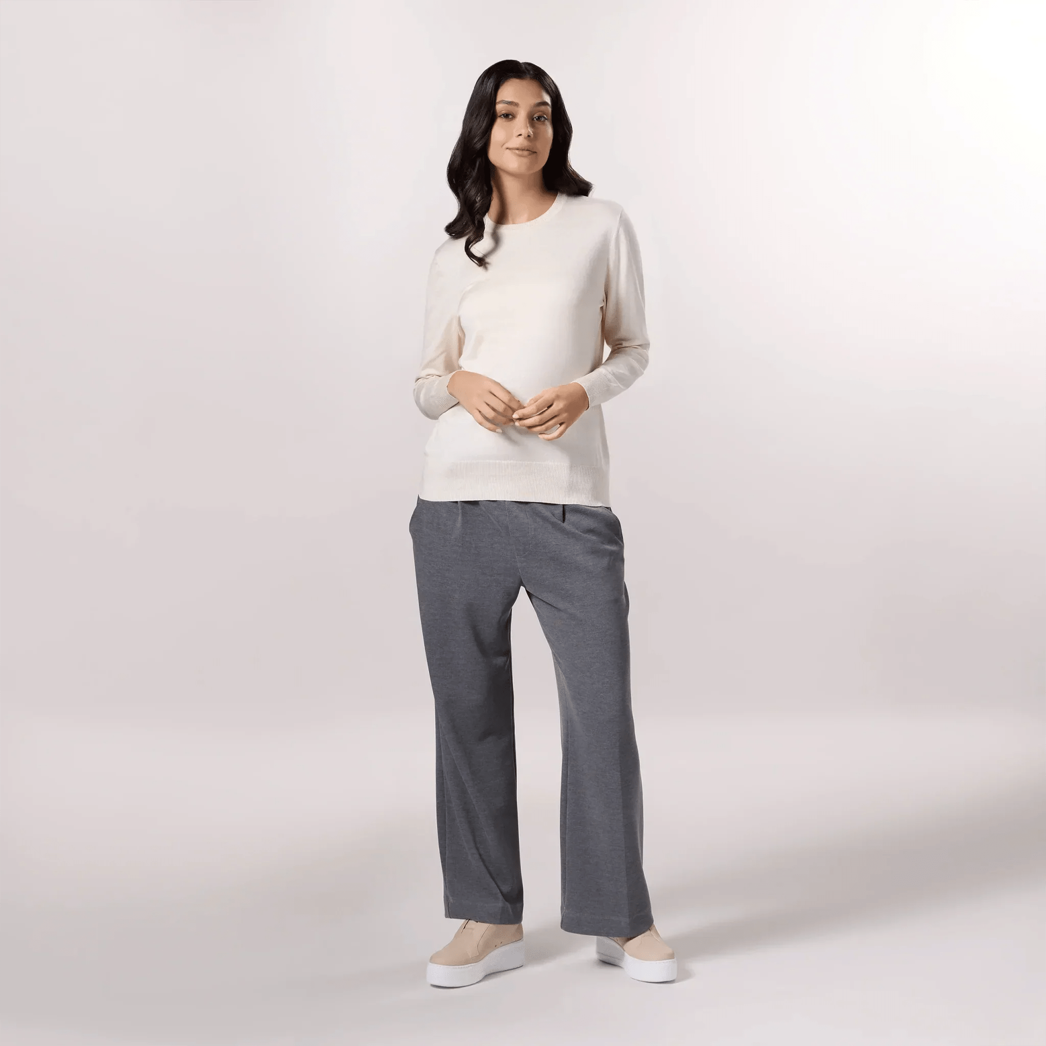 Crewneck Knit Sweater - SEASONAL IVORY