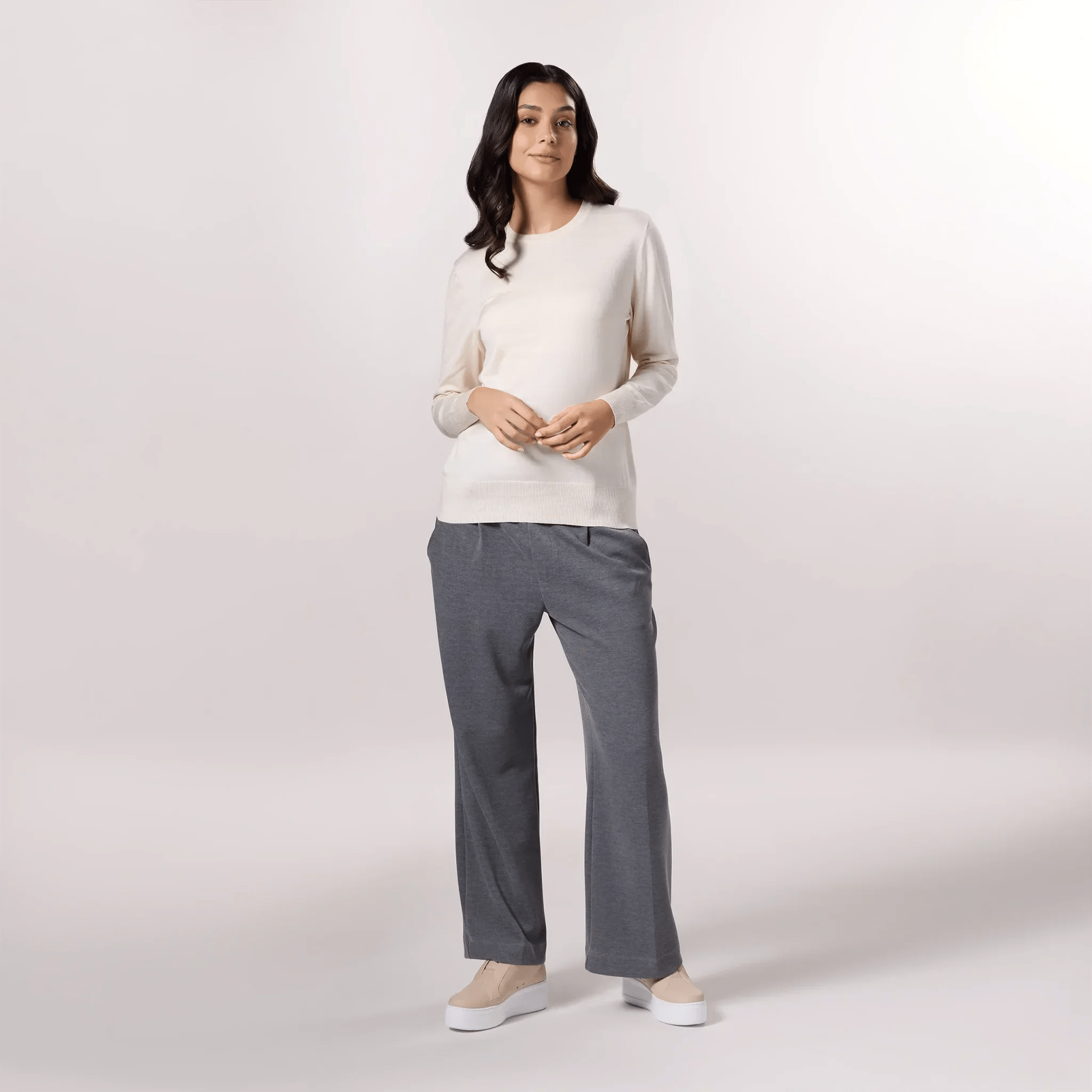 Crewneck Knit Sweater - SEASONAL IVORY