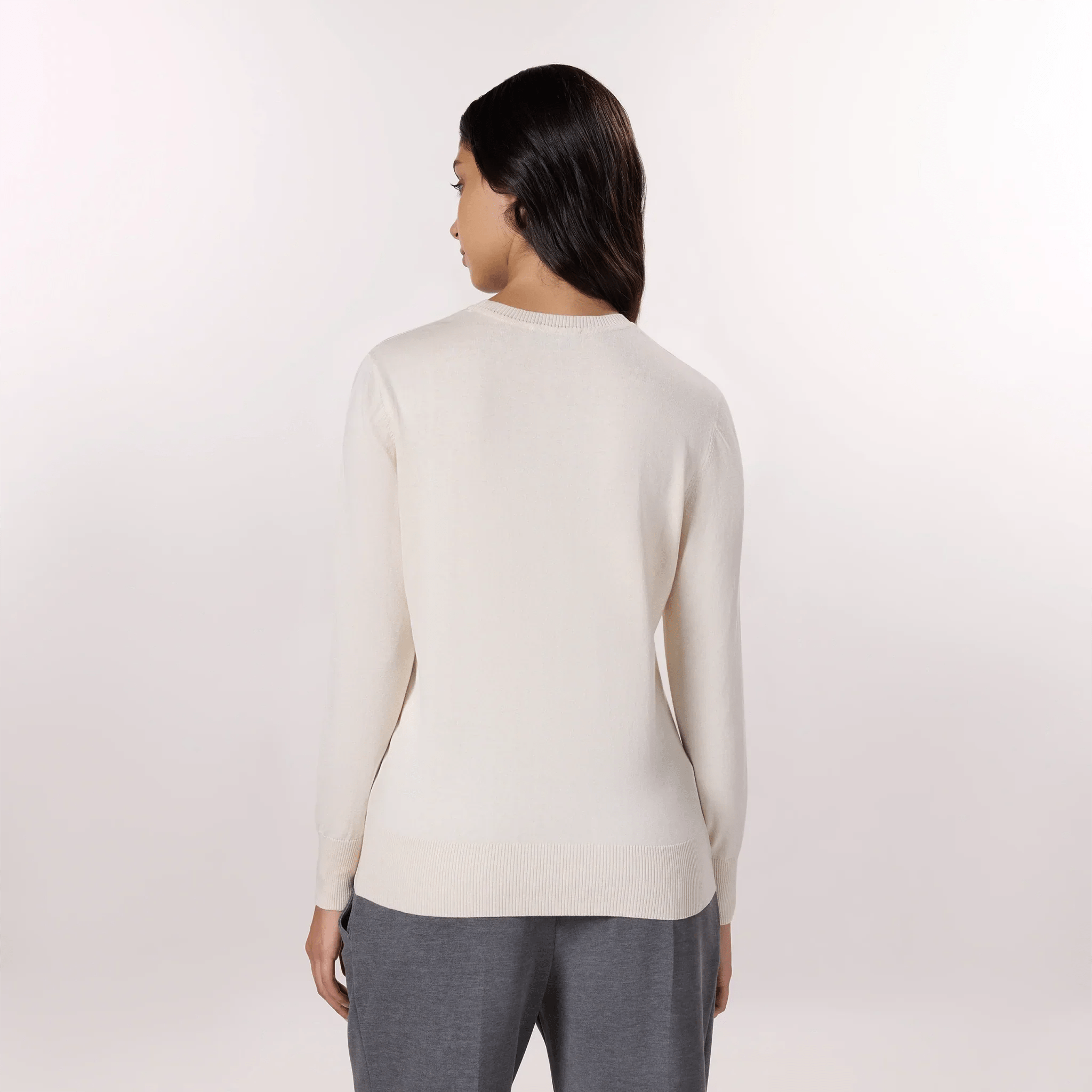 Crewneck Knit Sweater - SEASONAL IVORY