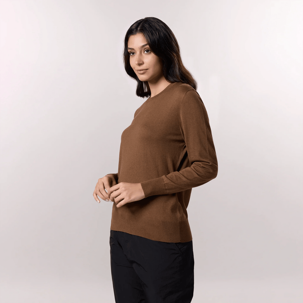 Crewneck Knit Sweater - SEASONAL HAZELNUT