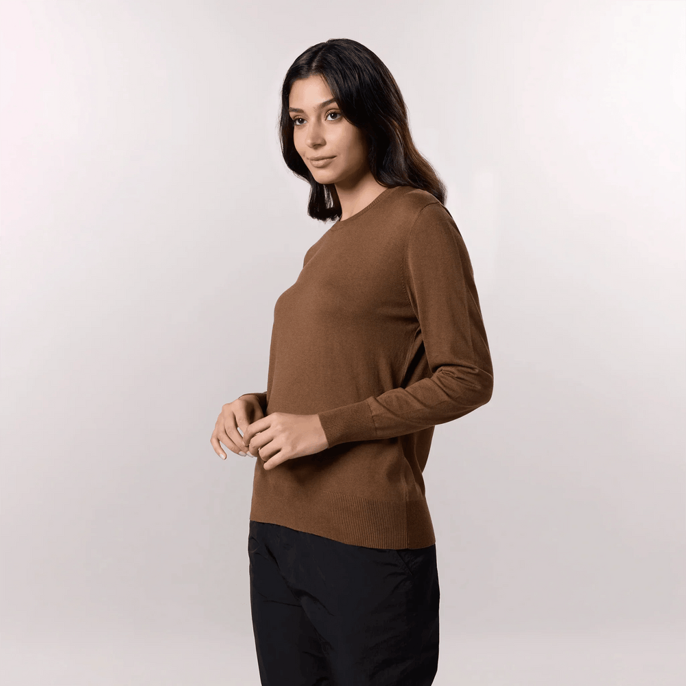 Crewneck Knit Sweater - SEASONAL HAZELNUT
