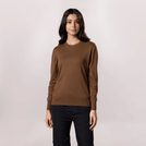 Crewneck Knit Sweater - SEASONAL HAZELNUT