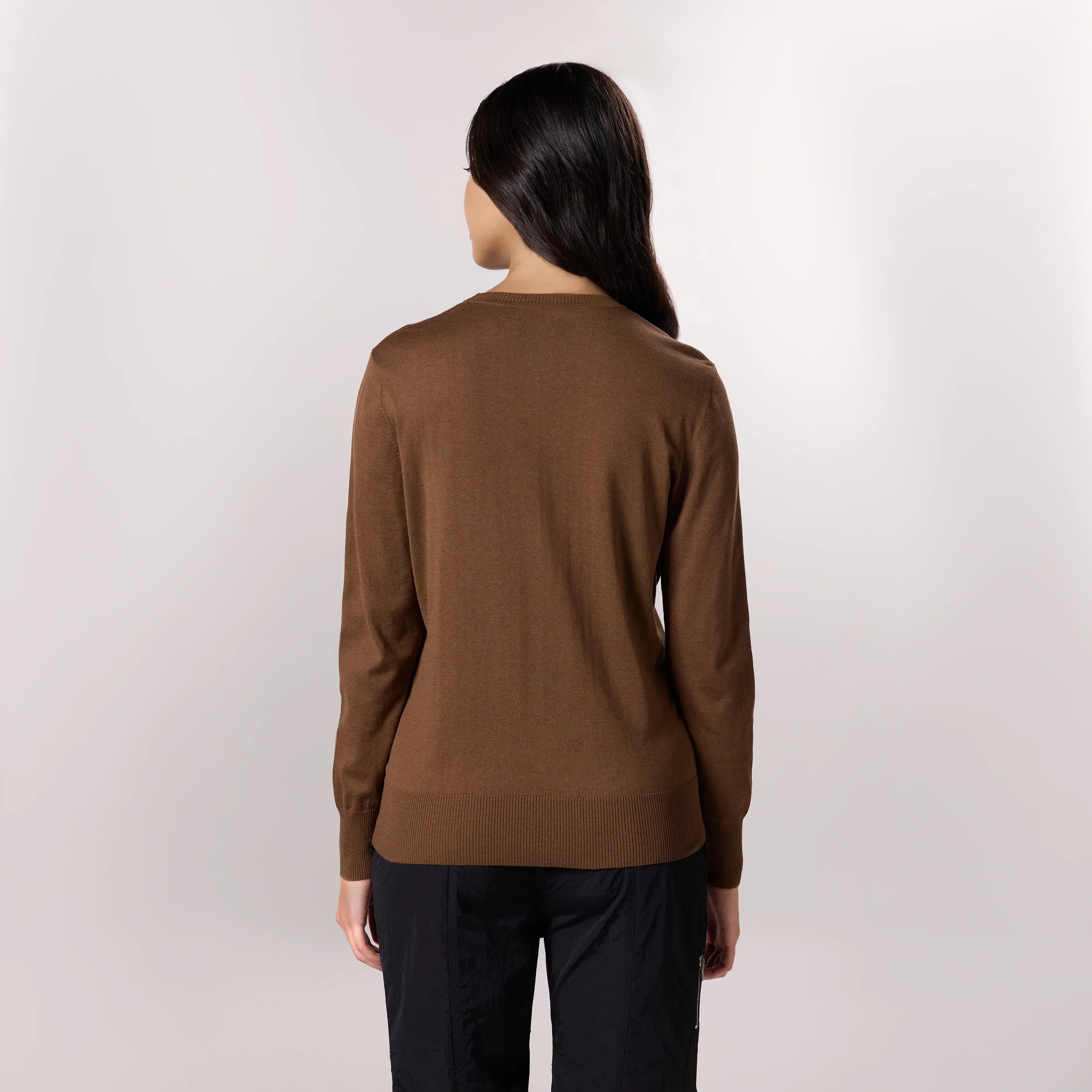 Crewneck Knit Sweater - SEASONAL HAZELNUT