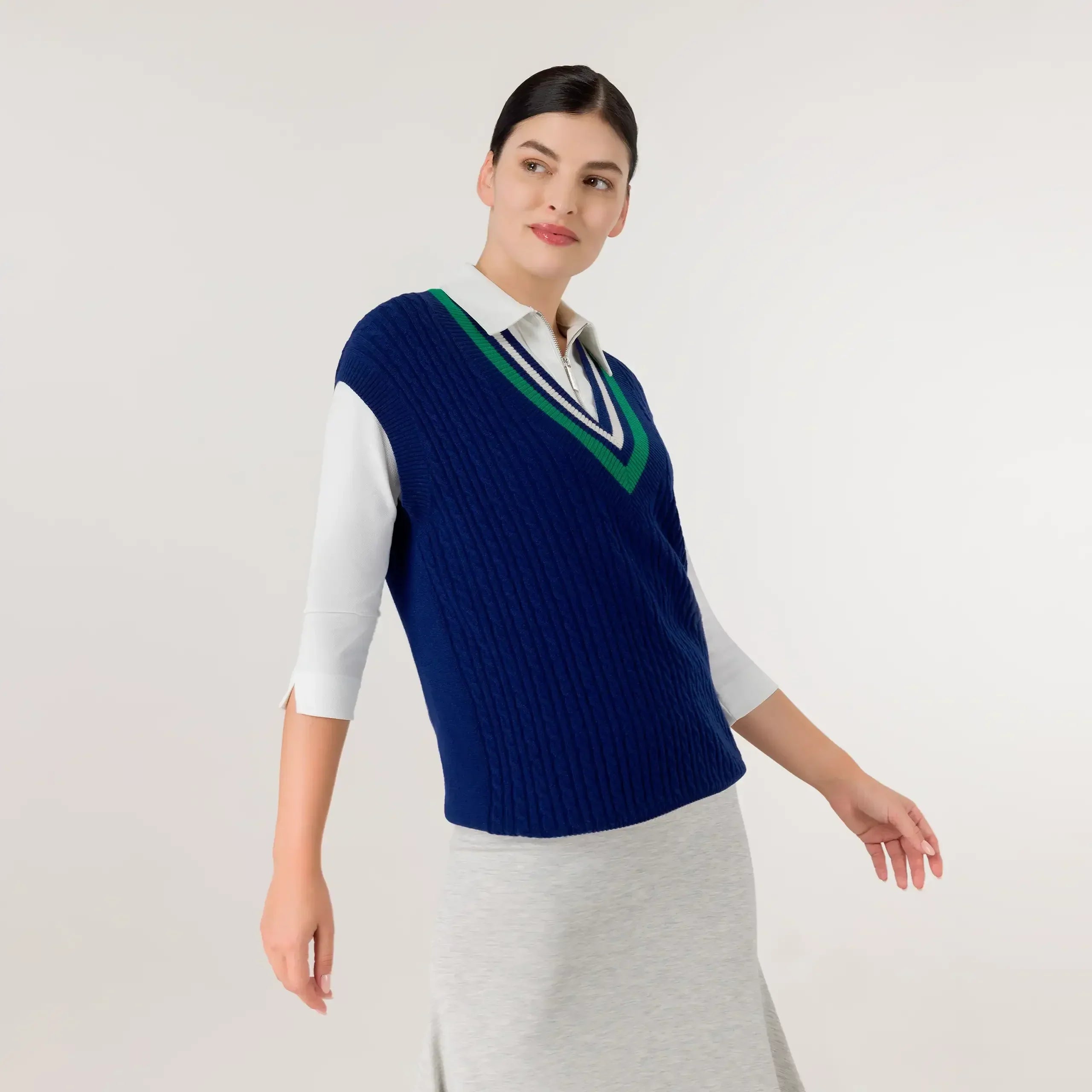 Cable Cashmere Vest - SEASONAL BLUE