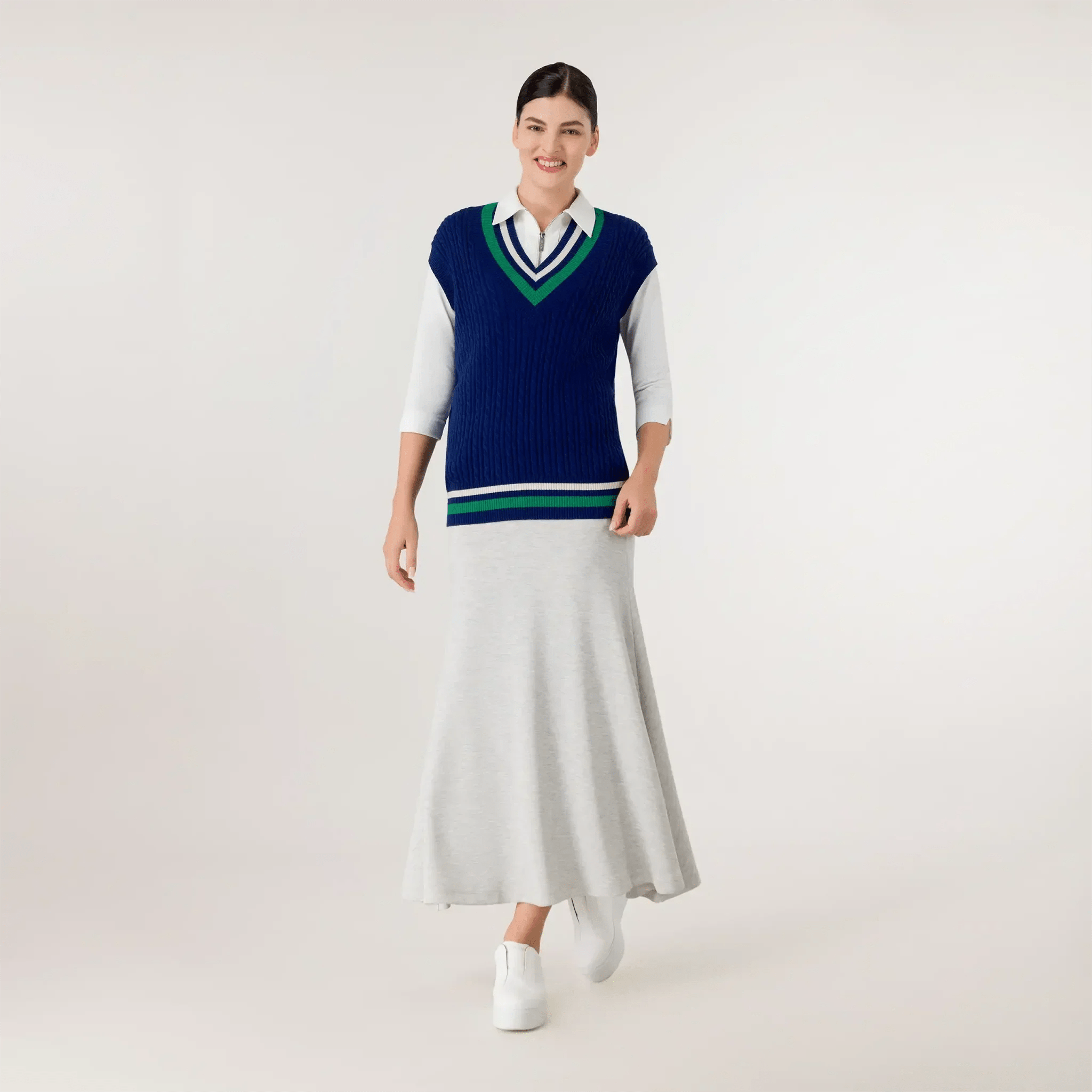 Cable Cashmere Vest - SEASONAL BLUE