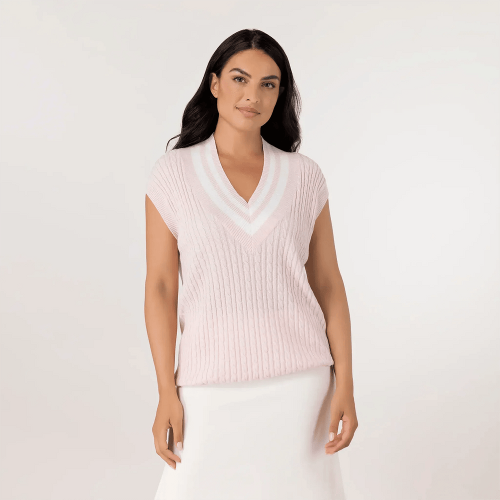 Cable Cashmere Vest - SEASONAL PINK