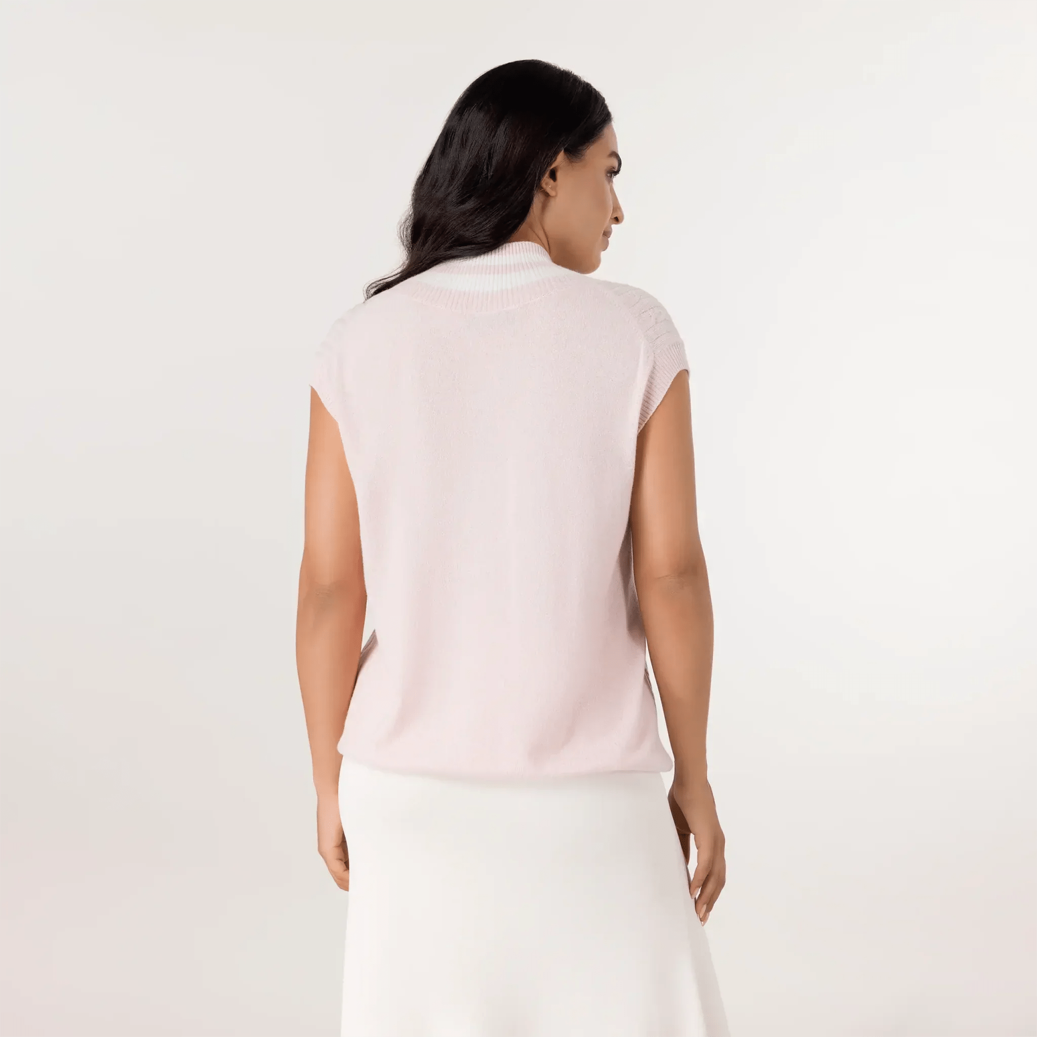 Cable Cashmere Vest - SEASONAL PINK