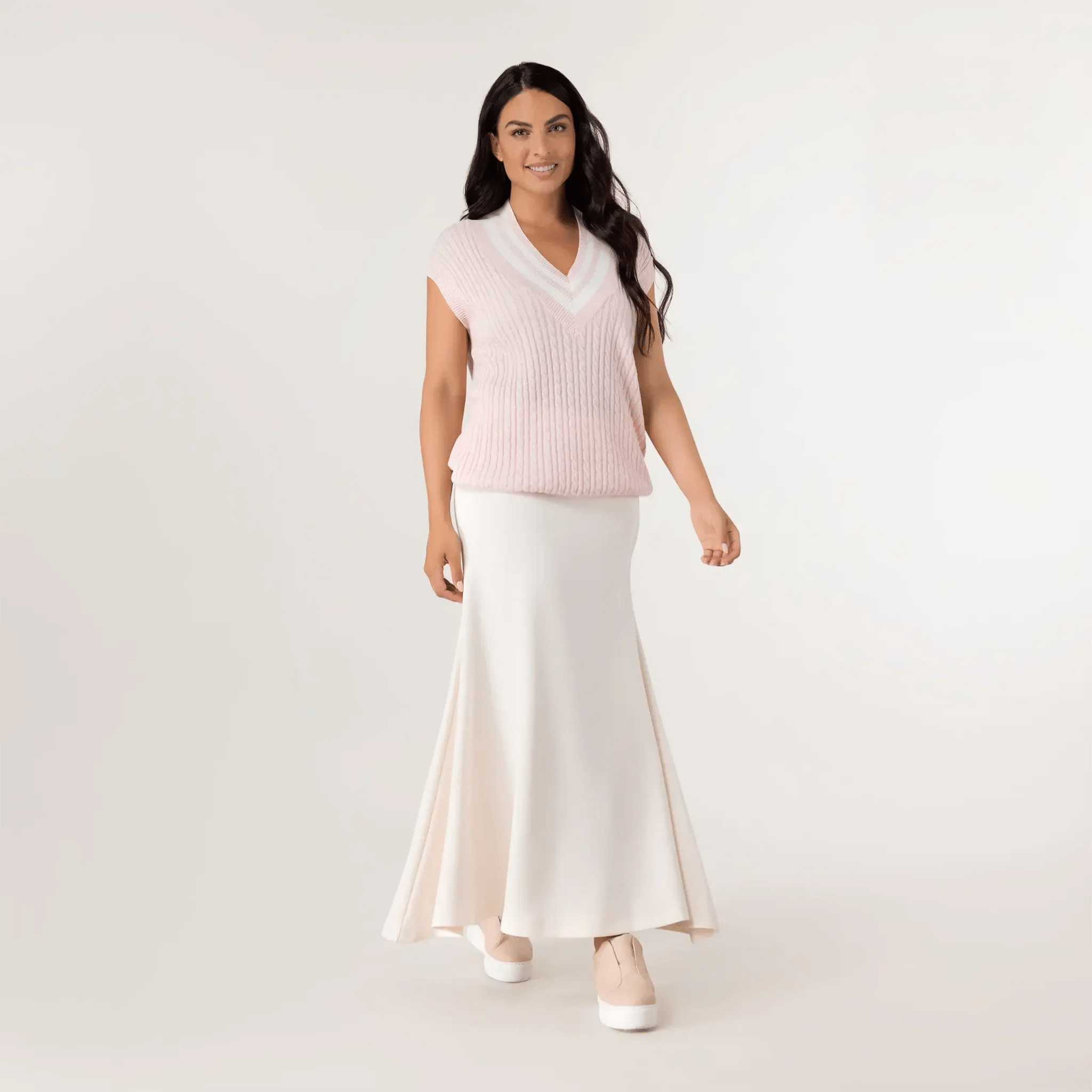 Cable Cashmere Vest - SEASONAL PINK