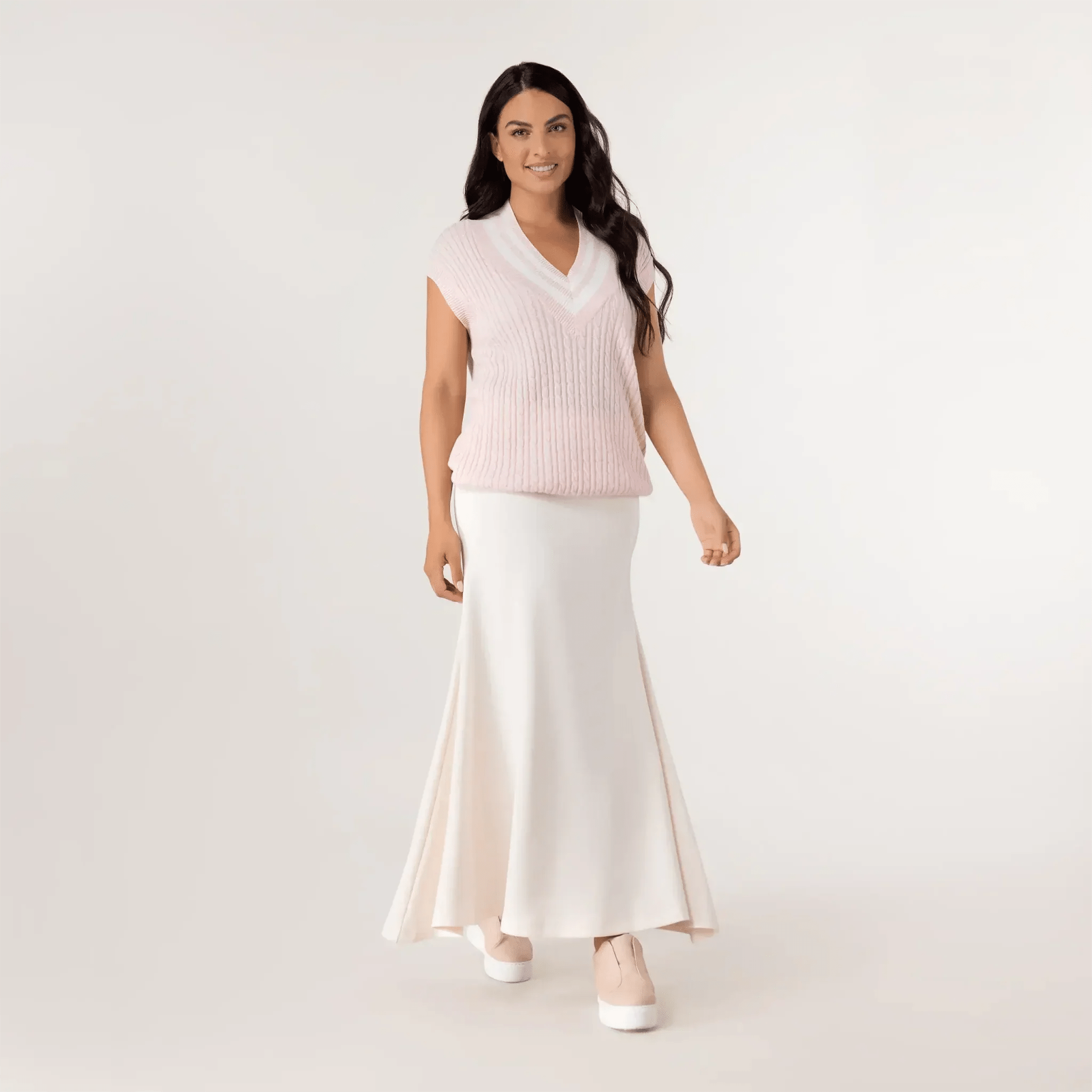 Cable Cashmere Vest - SEASONAL PINK