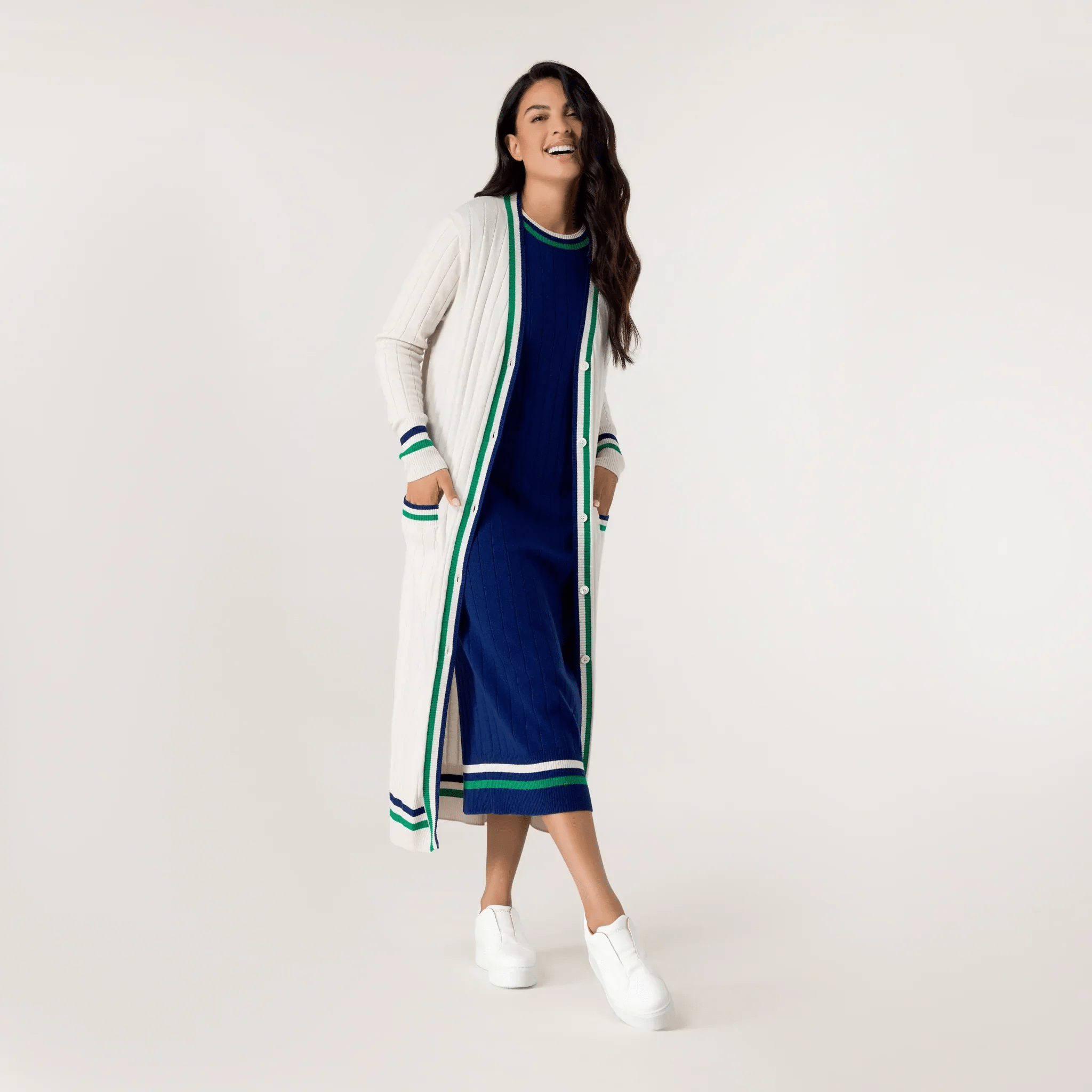 Cable Cashmere Dress - SEASONAL BLUE