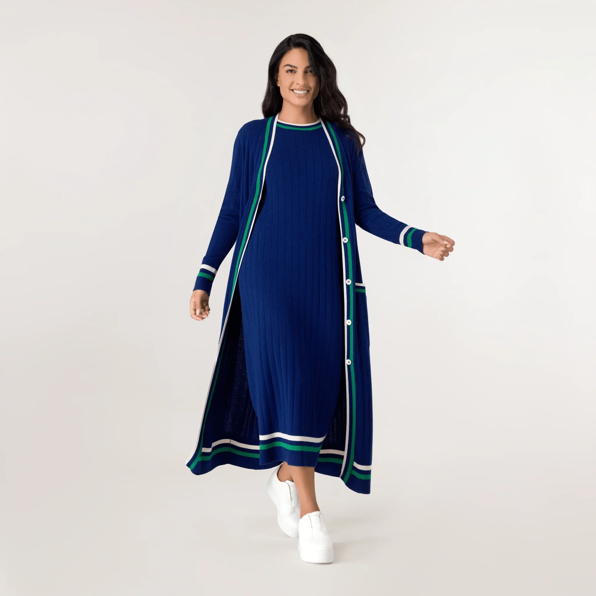 Cable Cashmere Dress - SEASONAL BLUE
