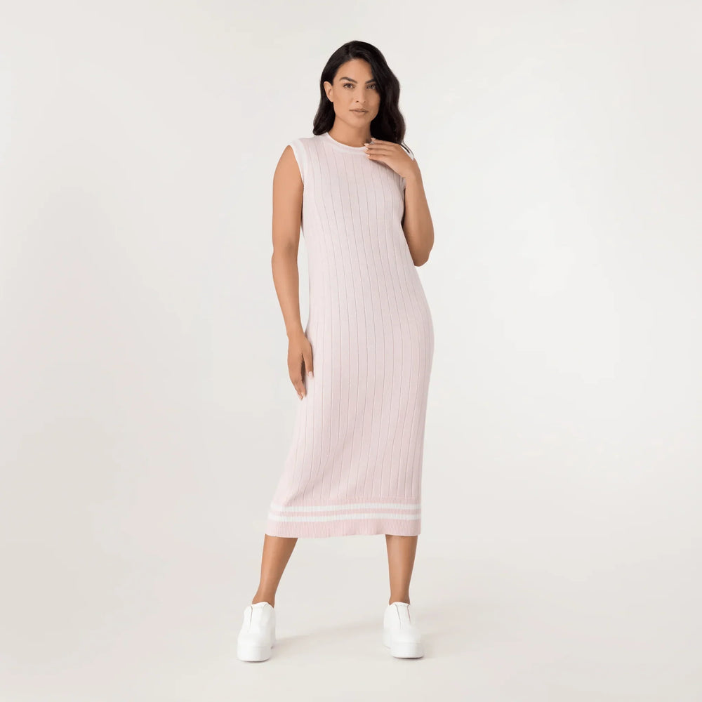Cable Cashmere Dress - SEASONAL PINK