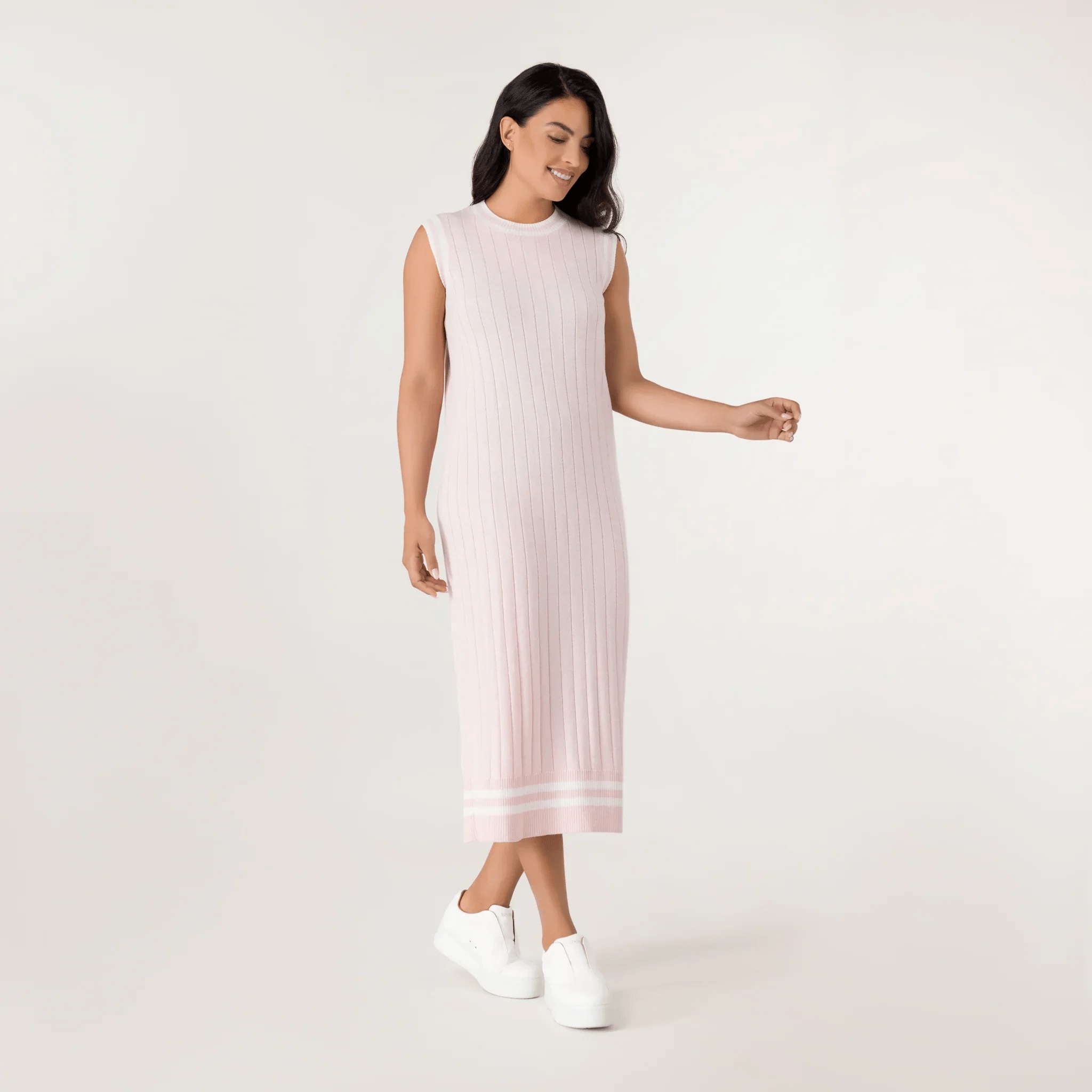 Cable Cashmere Dress - SEASONAL PINK