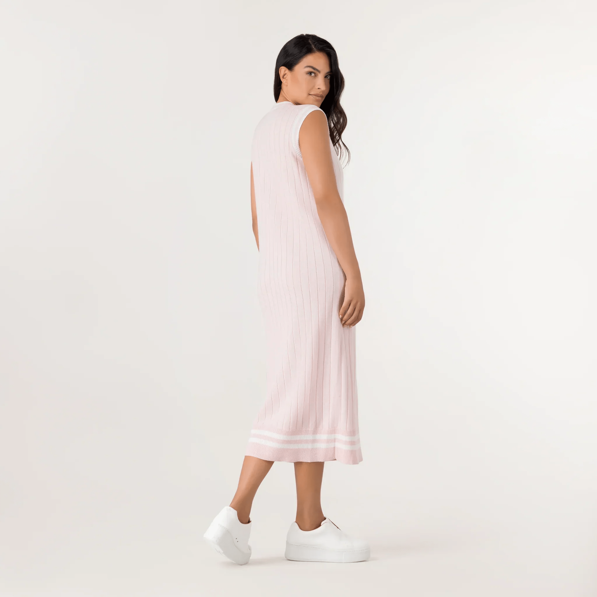 Cable Cashmere Dress - SEASONAL PINK