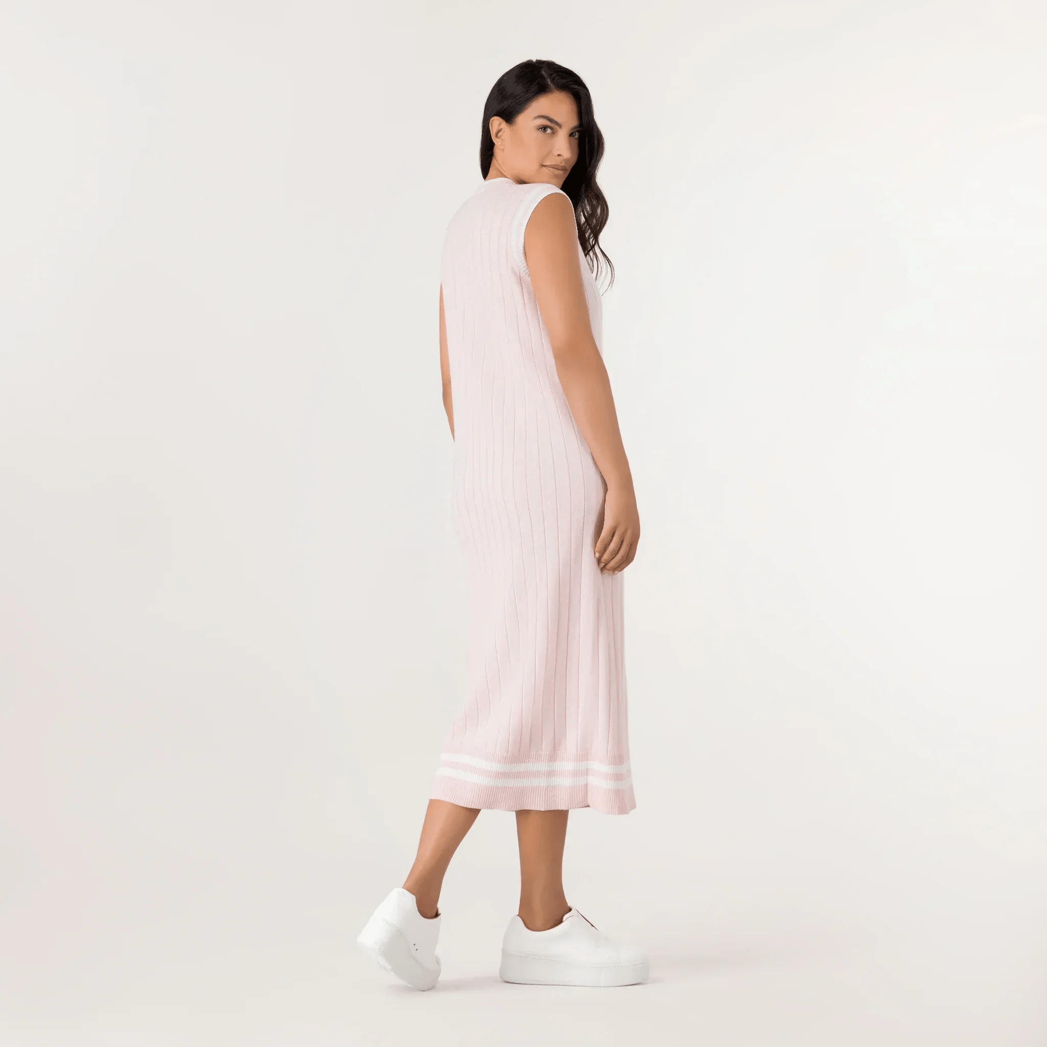 Cable Cashmere Dress - SEASONAL PINK