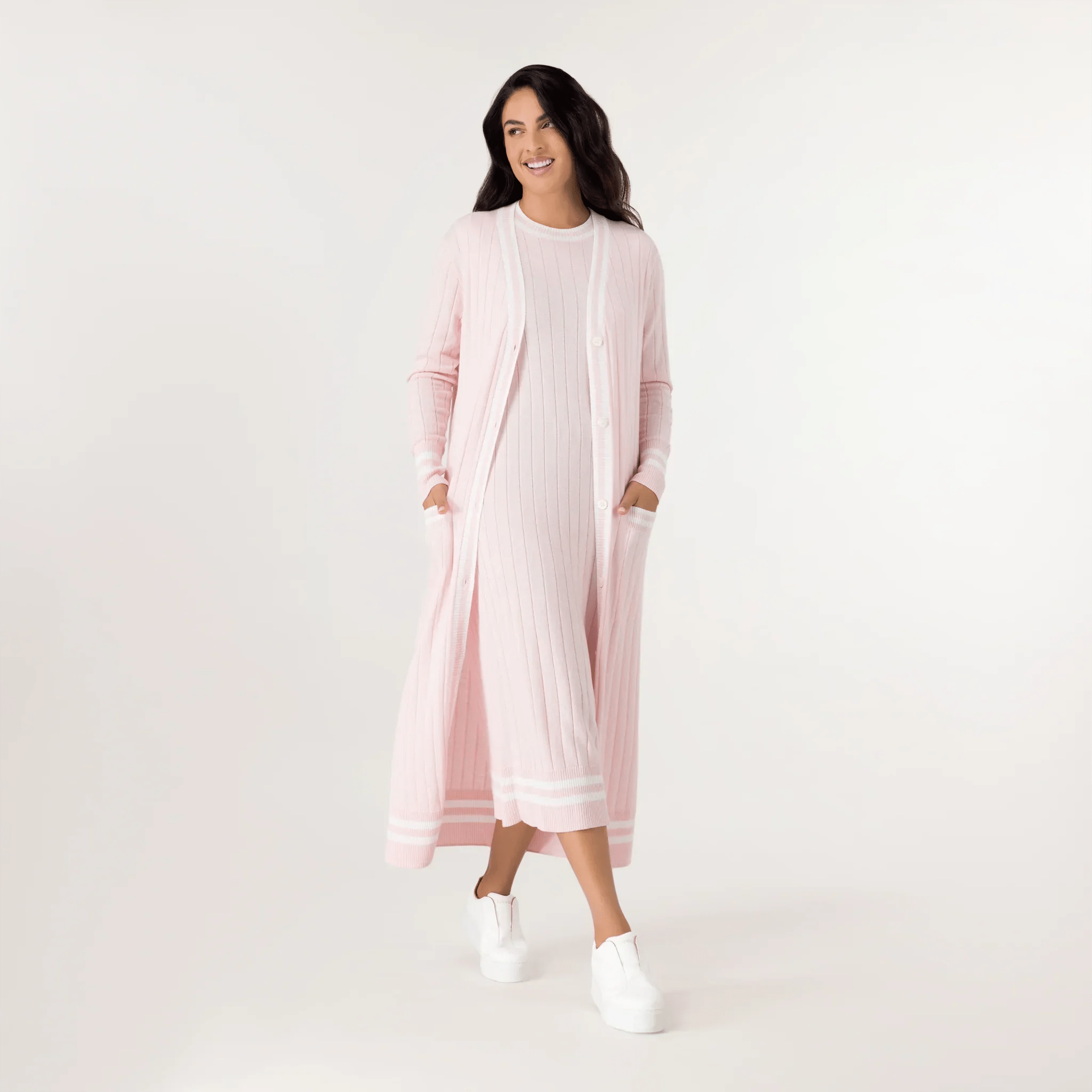 Cashmere Longline Cardigan - SEASONAL PINK