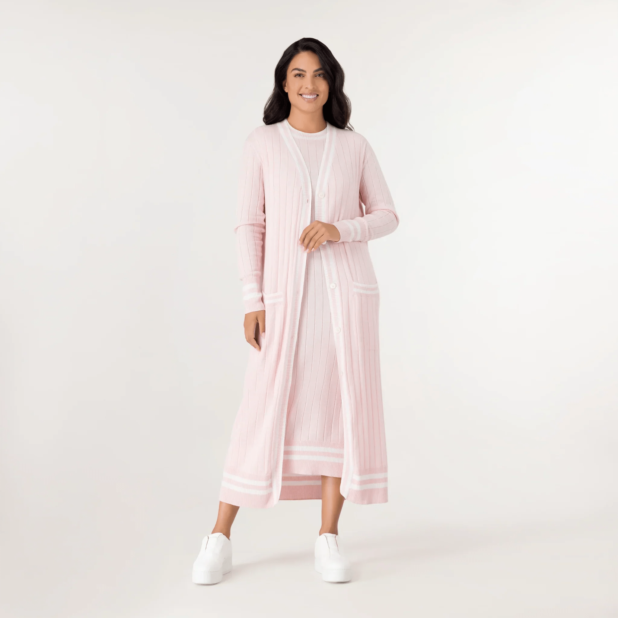 Cashmere Longline Cardigan - SEASONAL PINK