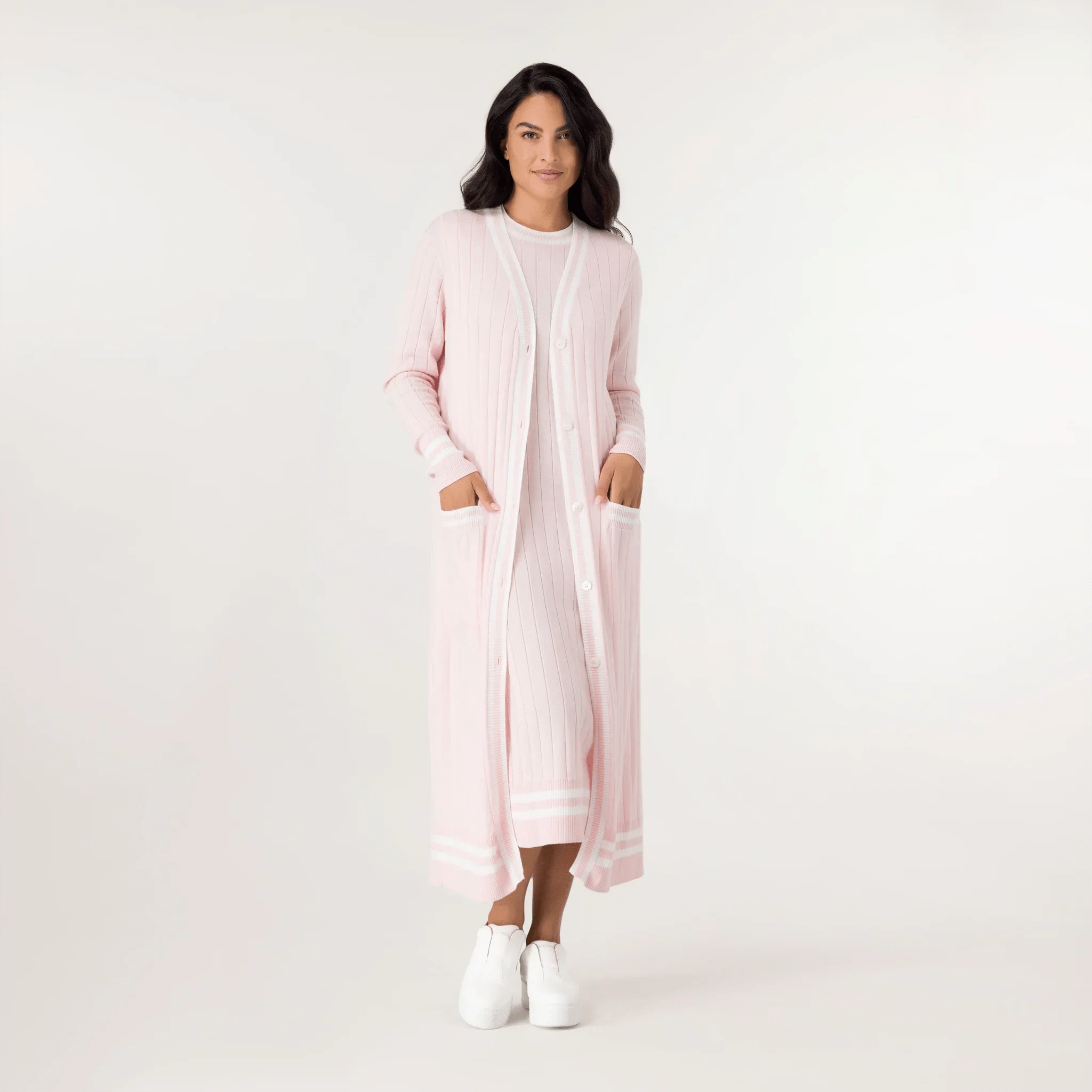 Cashmere Longline Cardigan - SEASONAL PINK