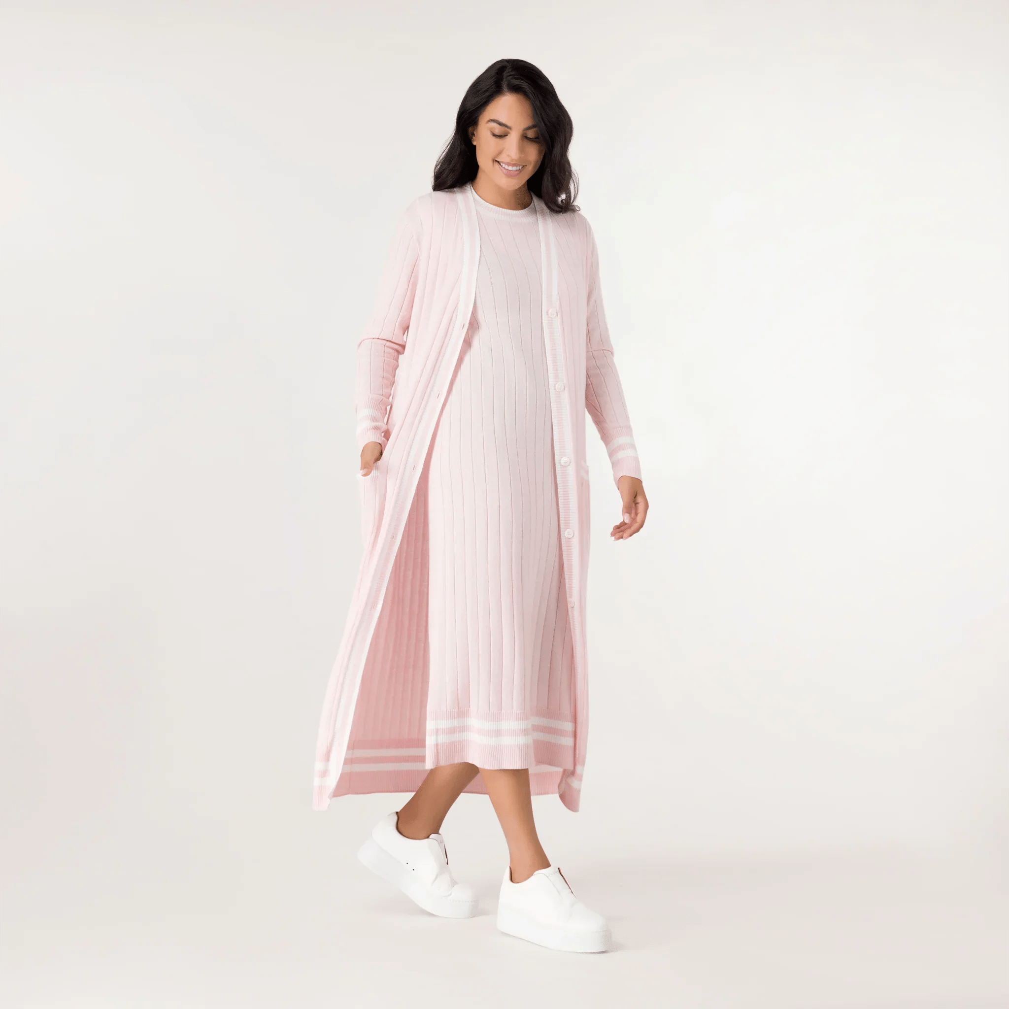 Cashmere Longline Cardigan - SEASONAL PINK