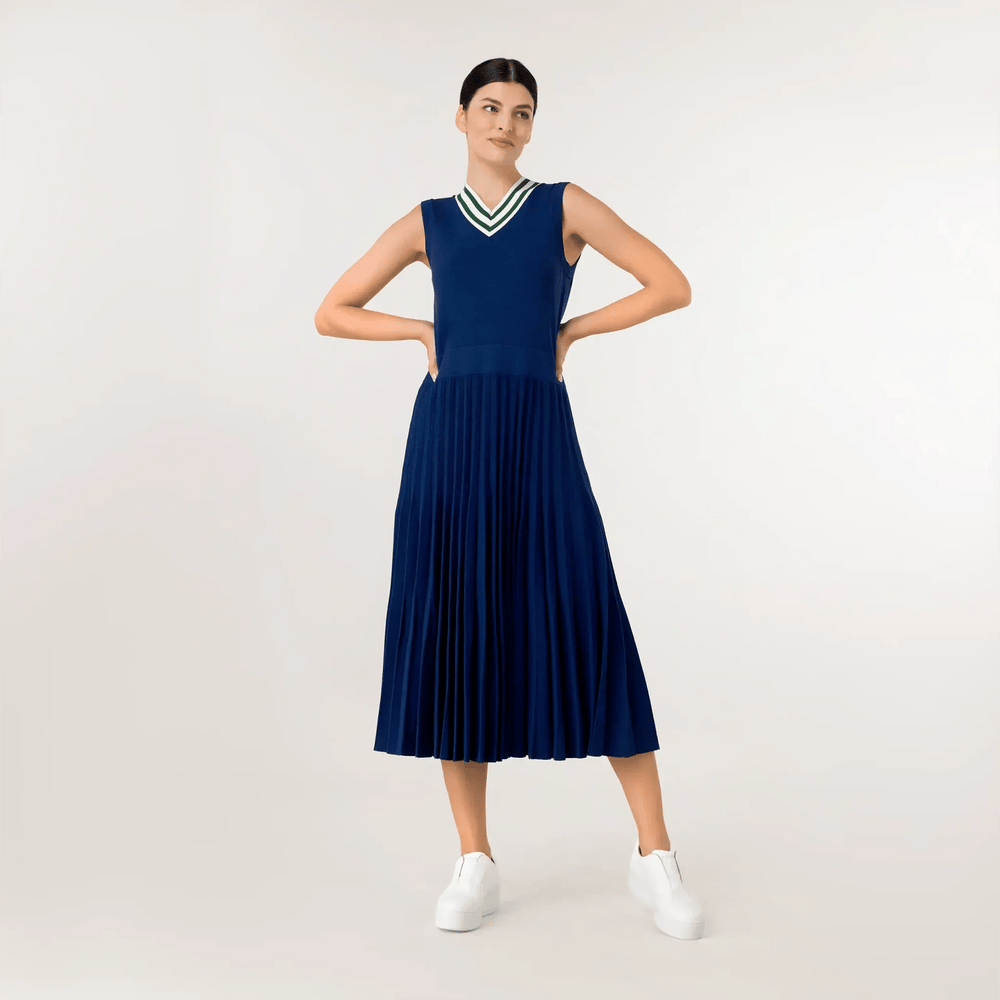 Pleated Knit Dress - SEASONAL NAVY