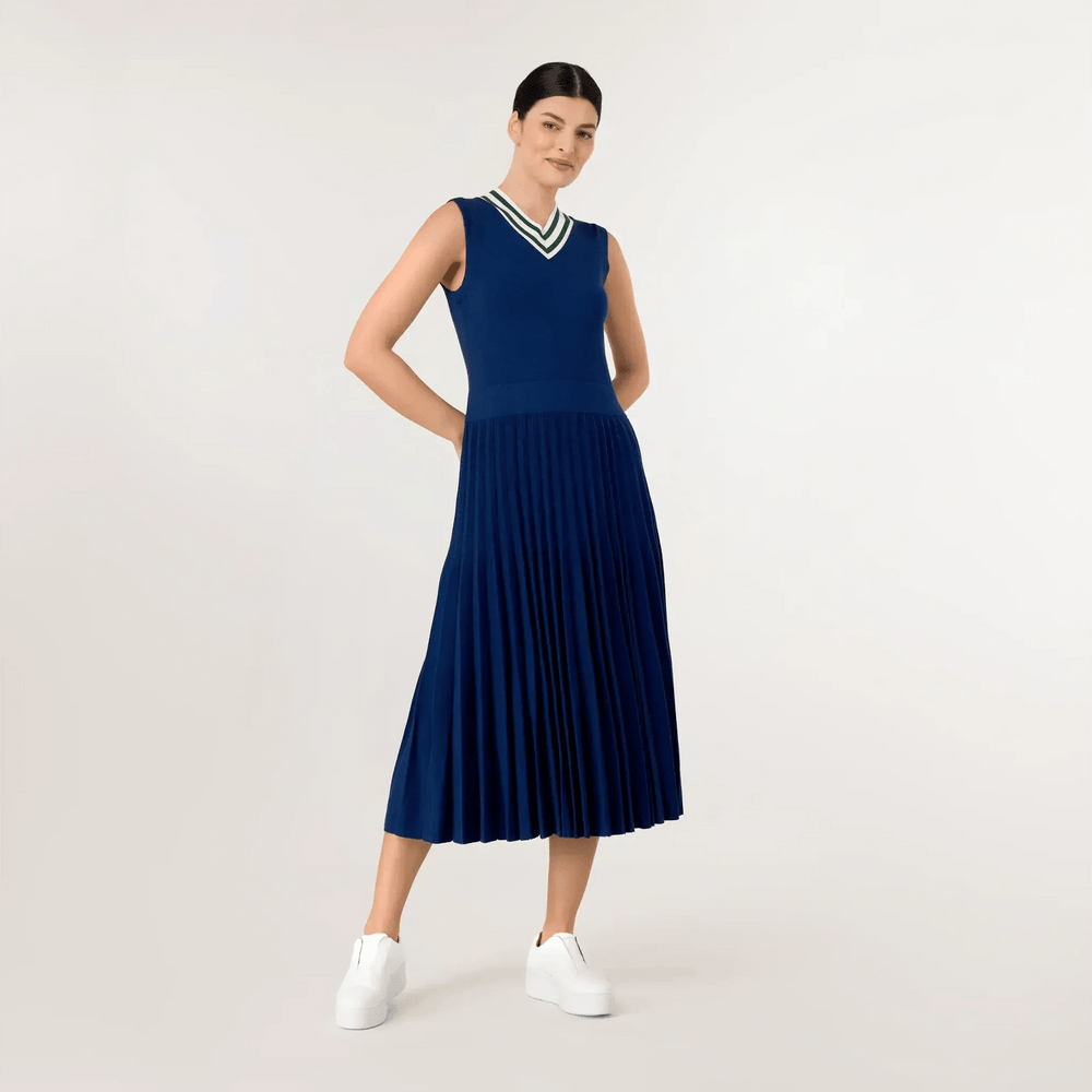 Pleated Knit Dress - SEASONAL NAVY