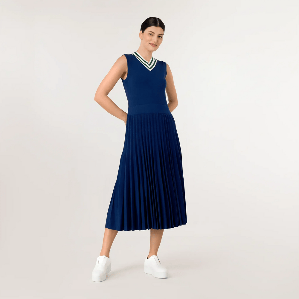 Pleated Knit Dress - SEASONAL NAVY