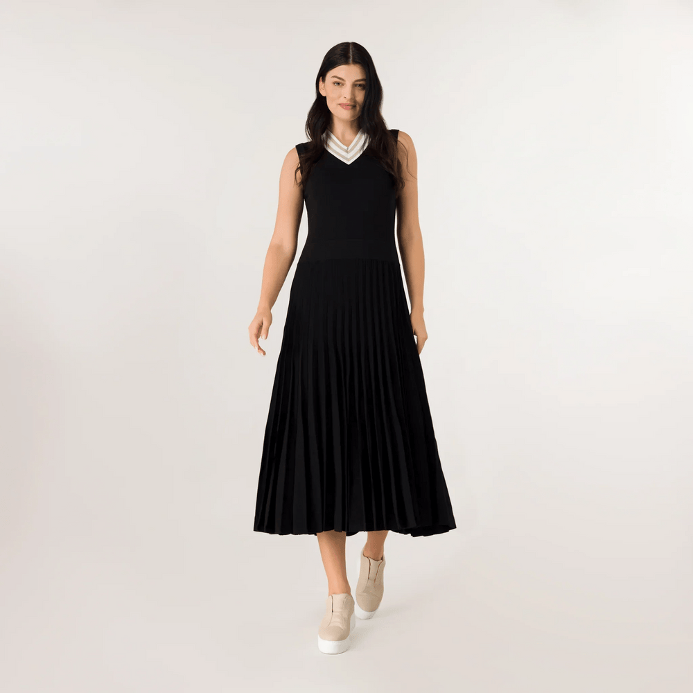 Pleated Knit Dress - SEASONAL BLACK