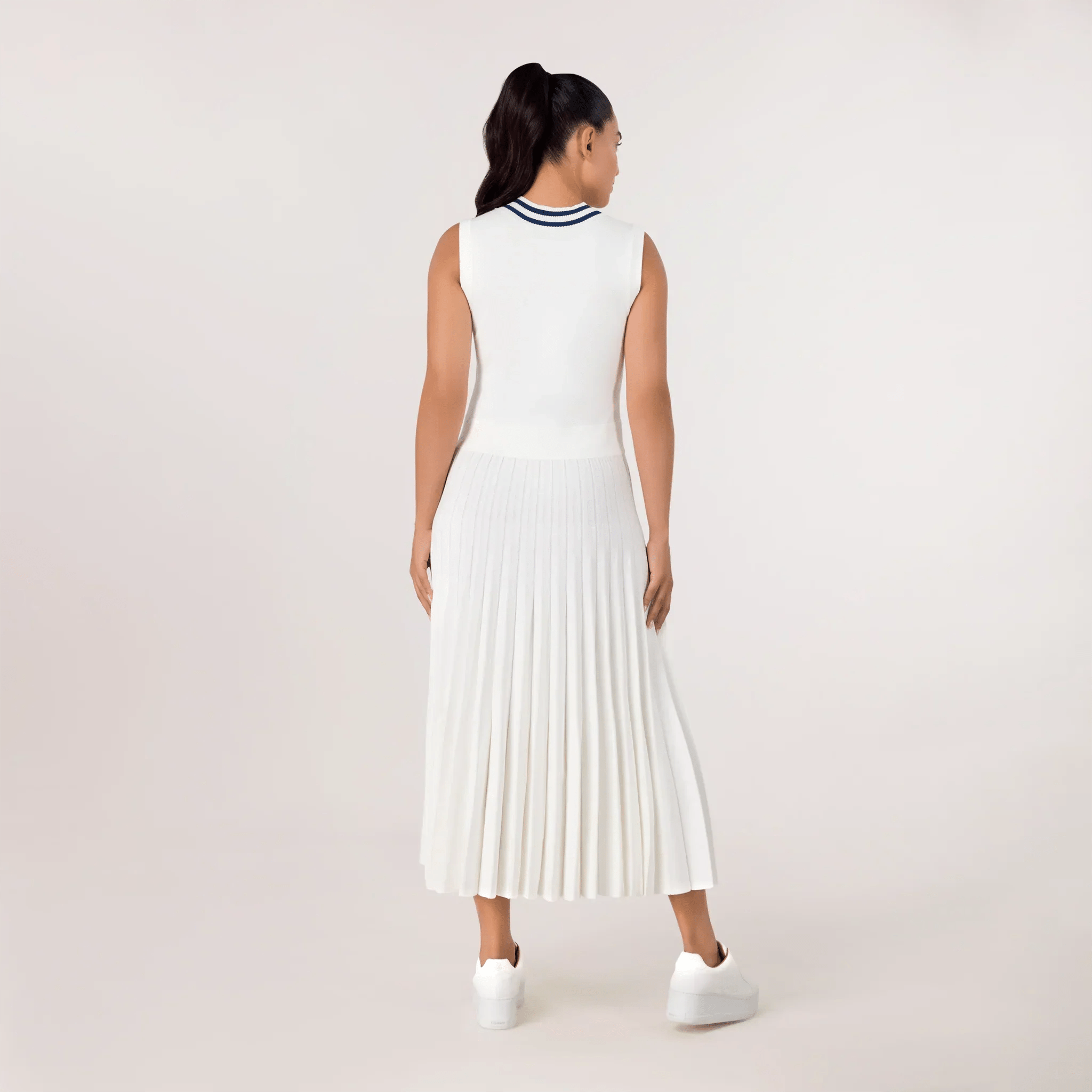 Pleated Knit Dress - SEASONAL WHITE