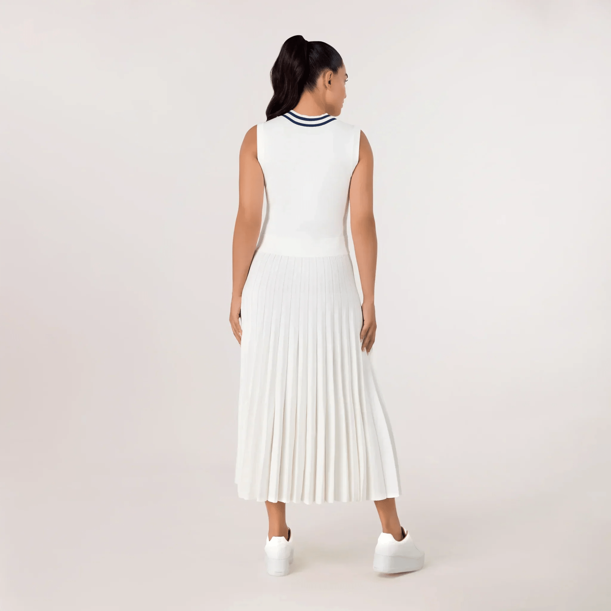 Pleated Knit Dress - SEASONAL WHITE
