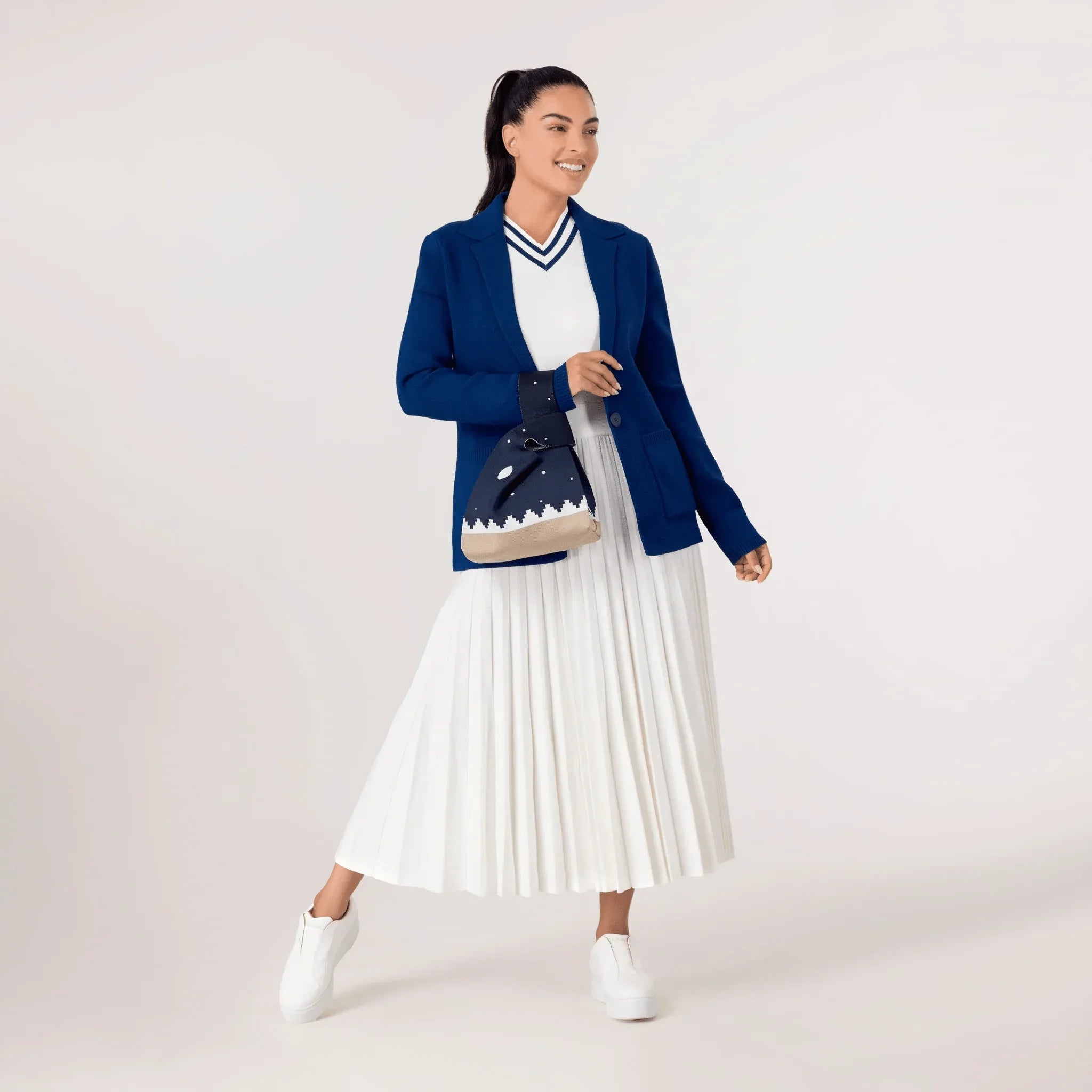 Pleated Knit Dress - SEASONAL WHITE