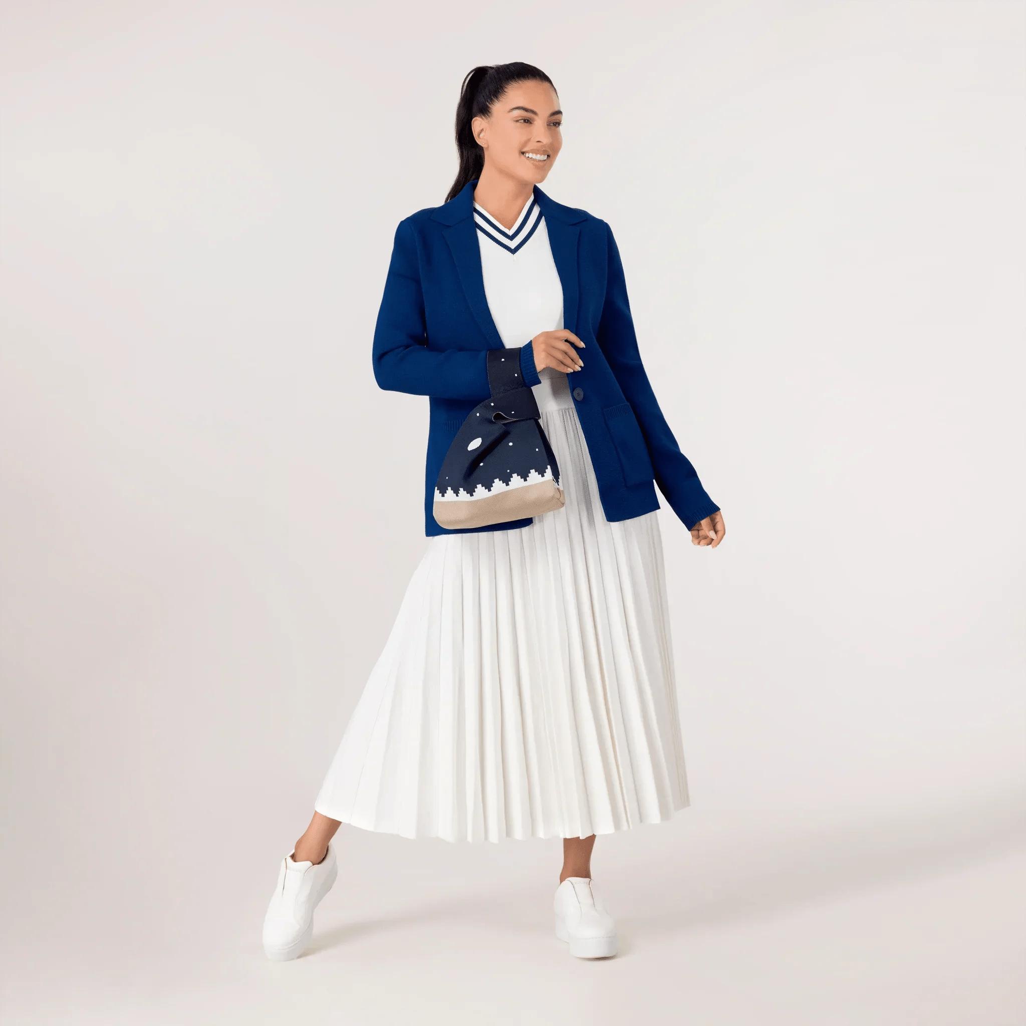 Pleated Knit Dress - SEASONAL WHITE