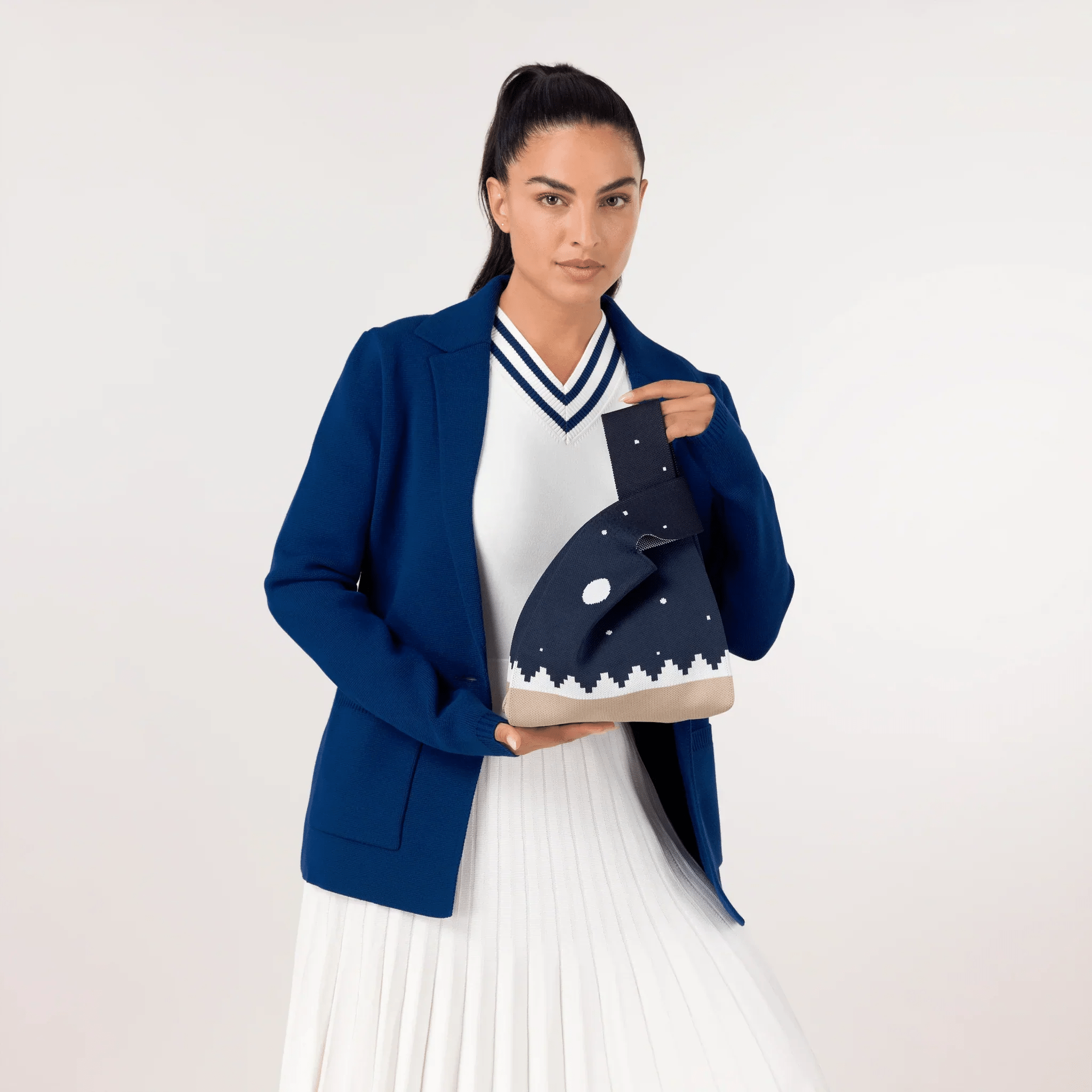 Pleated Knit Dress - SEASONAL WHITE