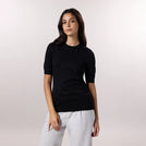 Short Sleeve Knit Sweater - SEASONAL BLACK