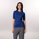 Short Sleeve Knit Sweater - SEASONAL BLUE
