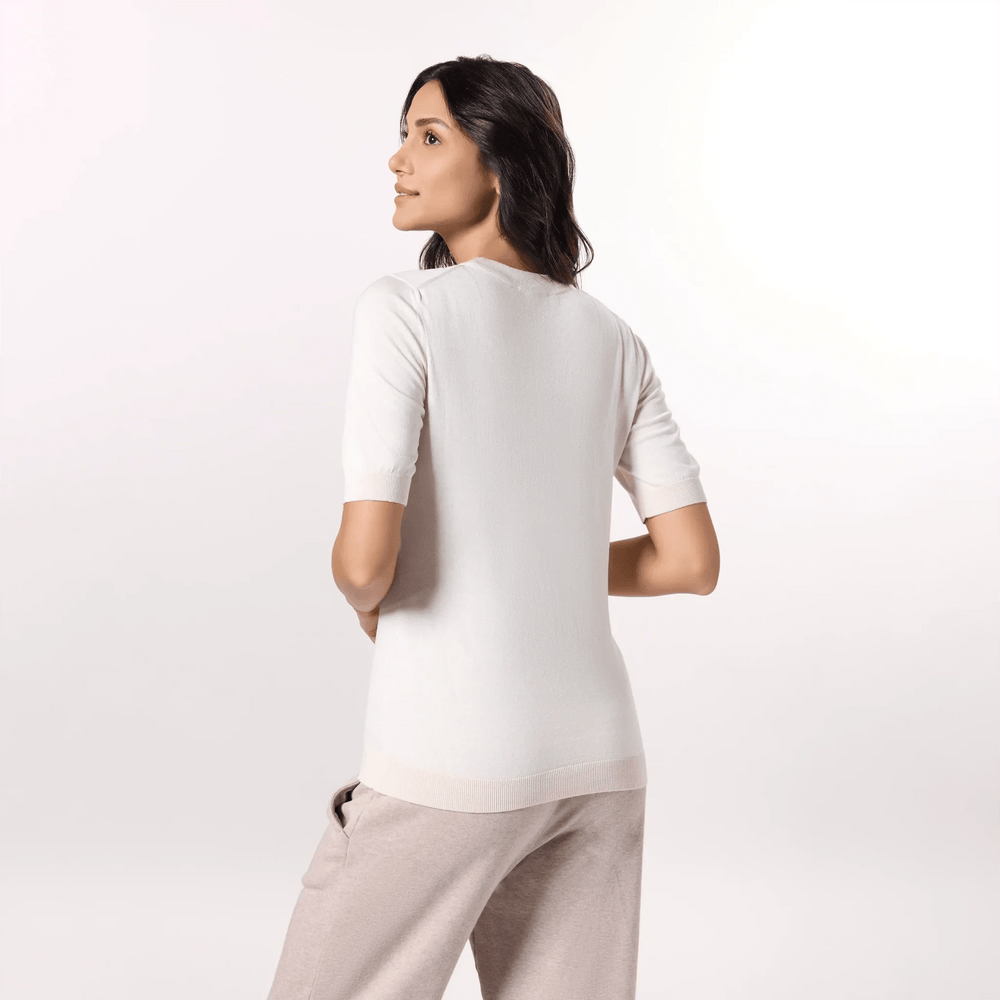 Short Sleeve Knit Sweater - SEASONAL IVORY