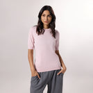 Short Sleeve Knit Sweater - SEASONAL PINK