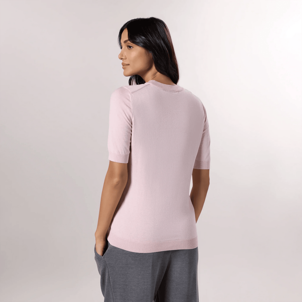 Short Sleeve Knit Sweater - SEASONAL PINK